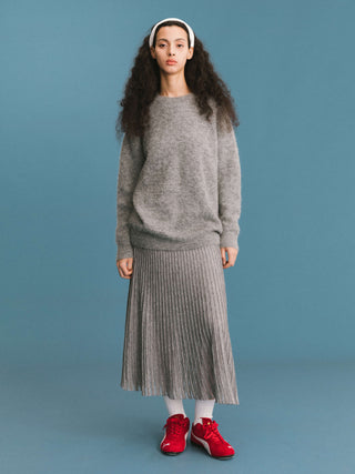 ONE BY CUBIC Lace Stitch Knitted Midi Skirt