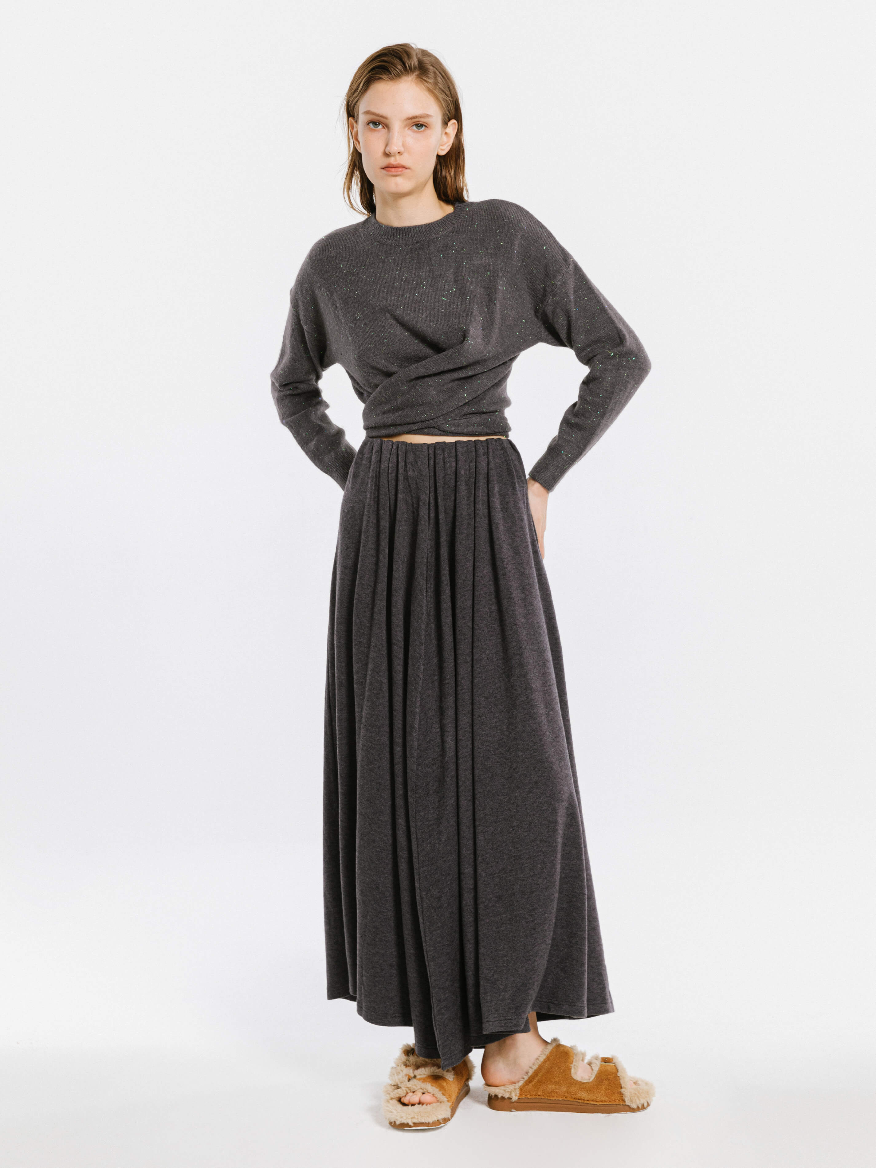 Crew Neck Front Tie Knit Sweater-6