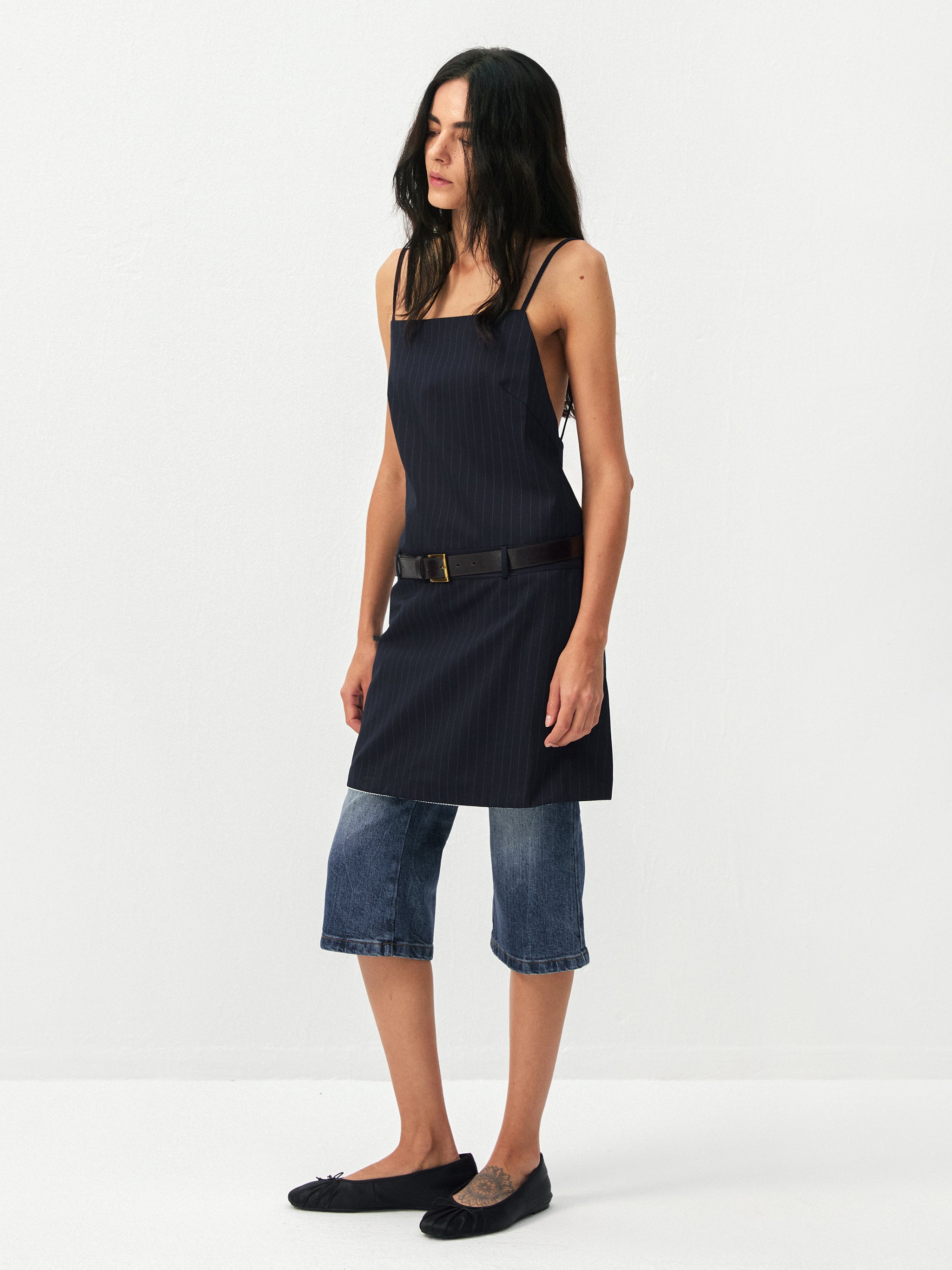 CUBIC Pinstripe Straight-Neck Camisole Top-5