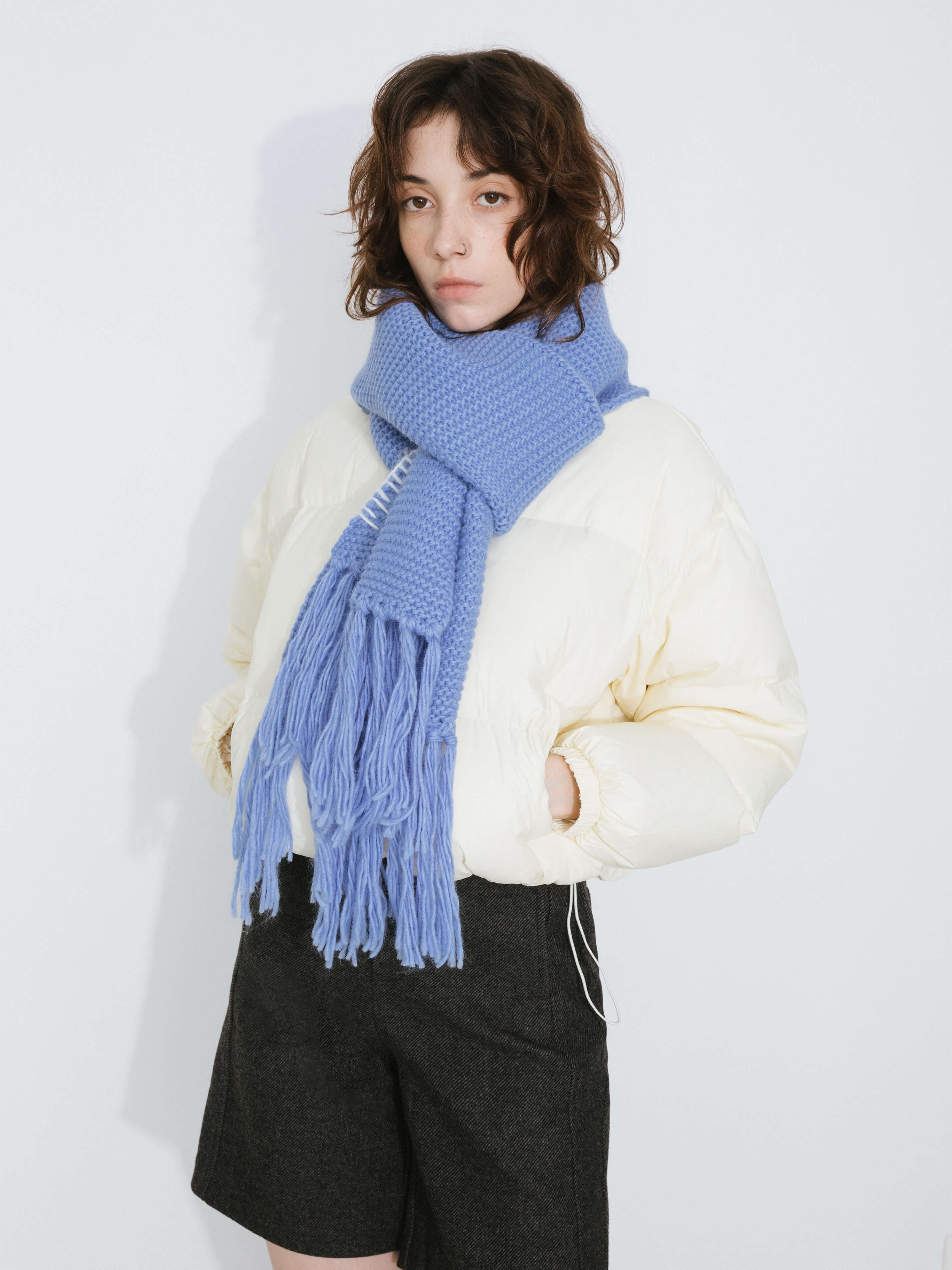 Fringed Long Scarf with Wool Blend-11