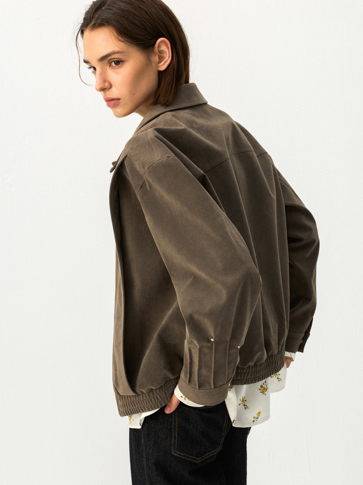 CUBIC Relaxed Zip-Up Blouson Jacket-5