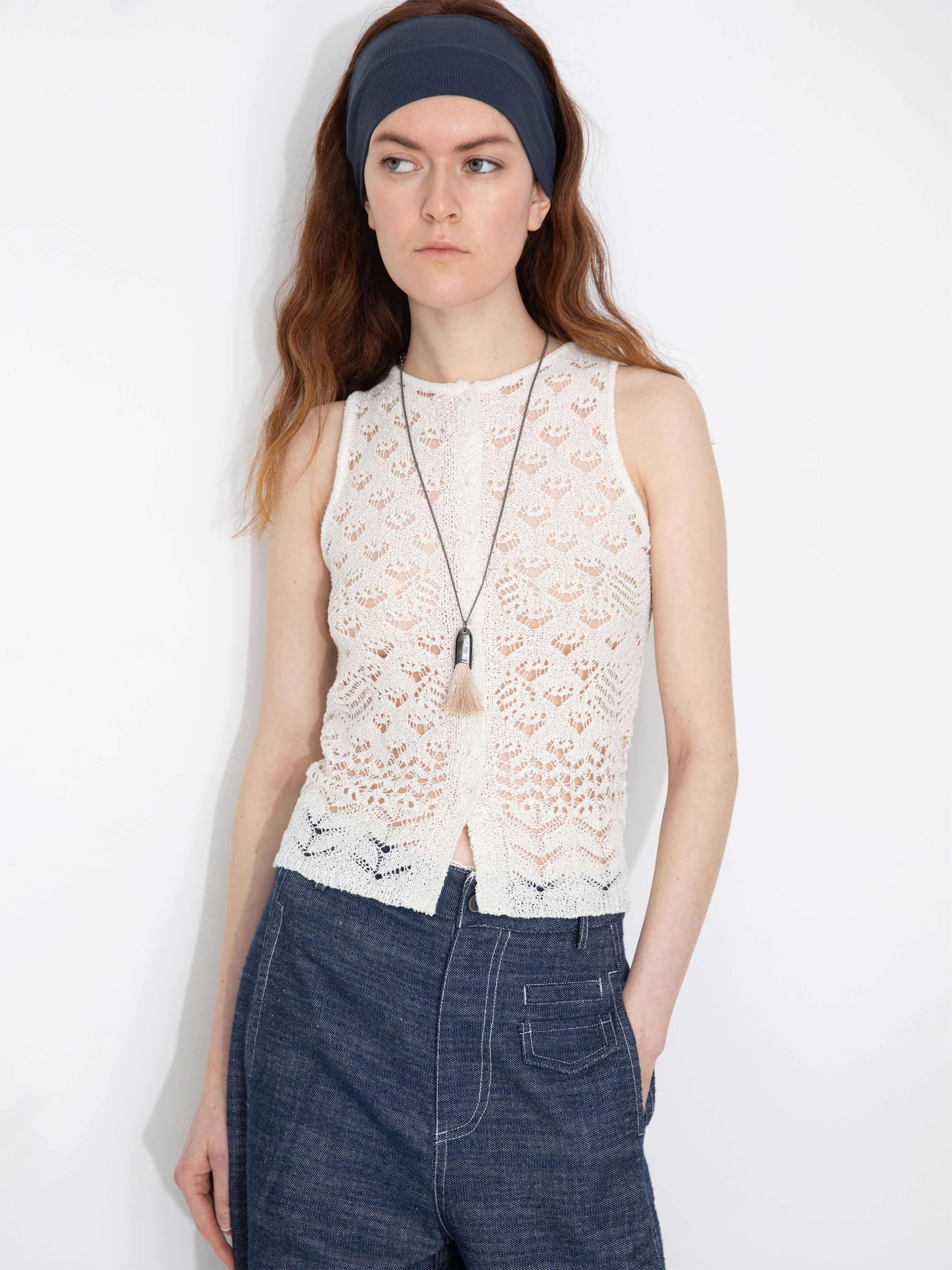 Hollow-Out Crochet Knit Sleeveless Top-5