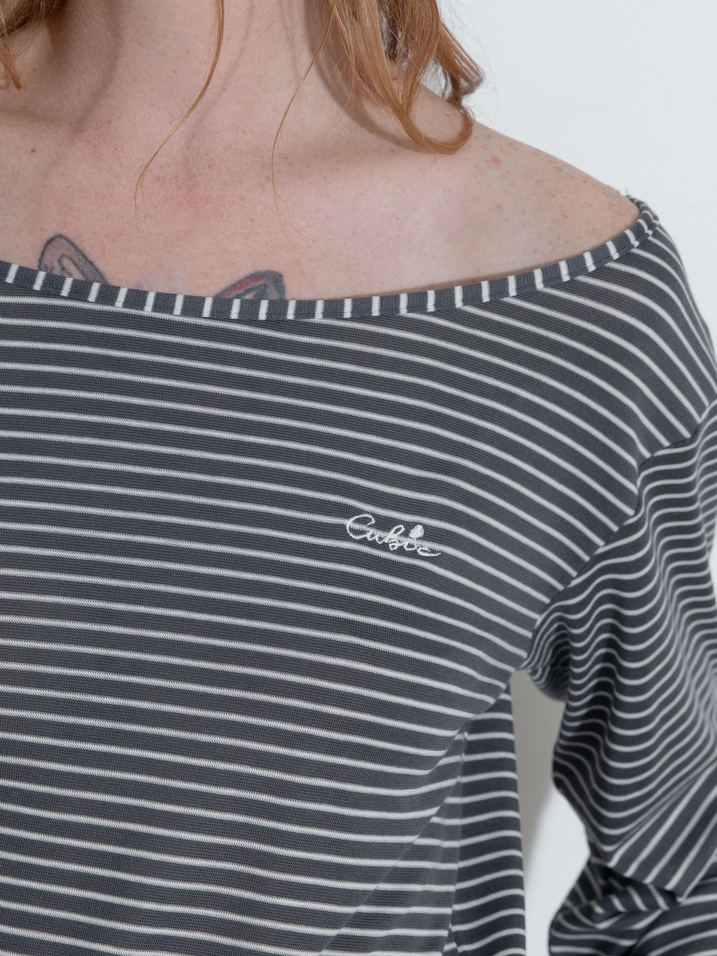 Adjustable Collar Oversized Stripe Long Sleeve Top-13
