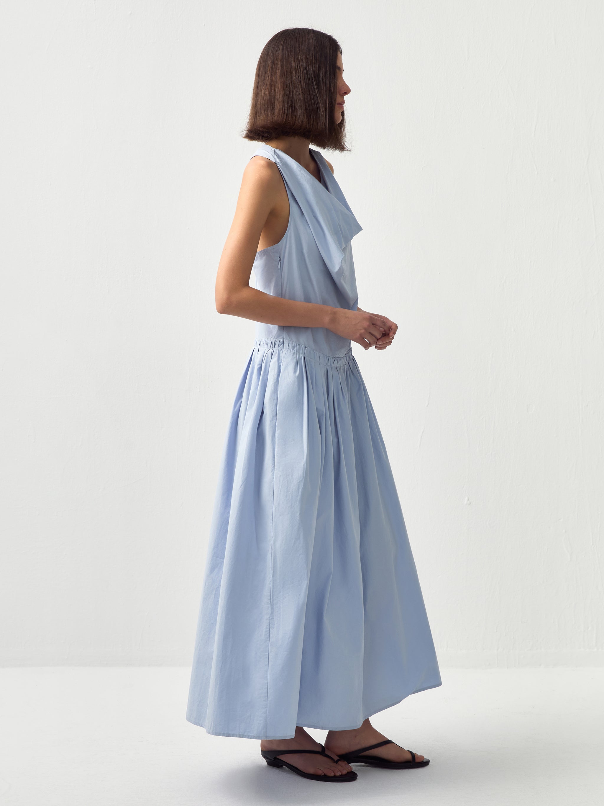 CUBIC 100% Cotton Halter Neck Cowl Dress-2