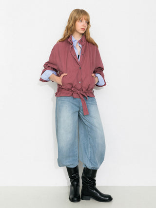 Stand-Collar Washed Twill Utility Jacket
