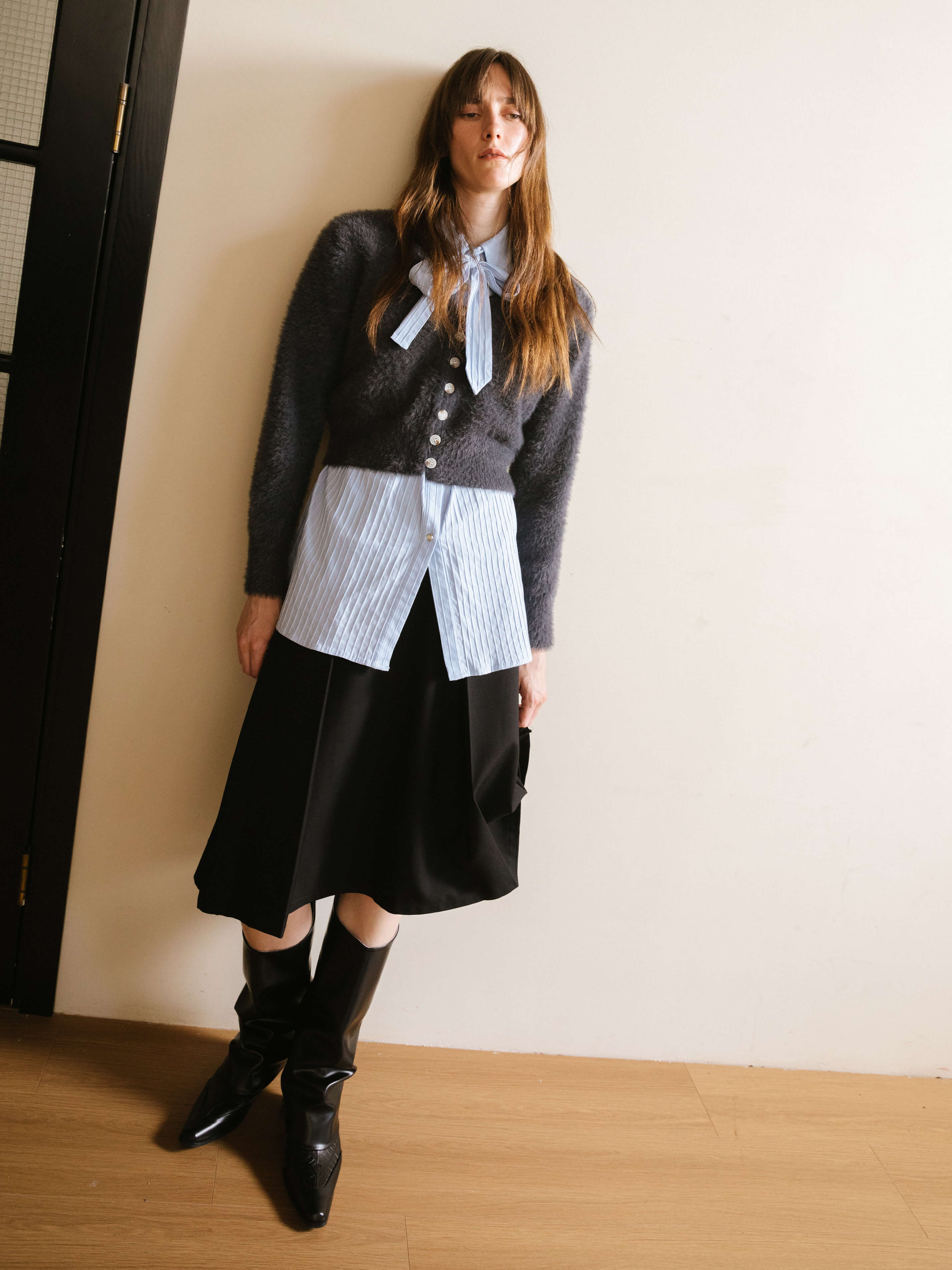 Fluffy Cropped Knit Cardigan-5