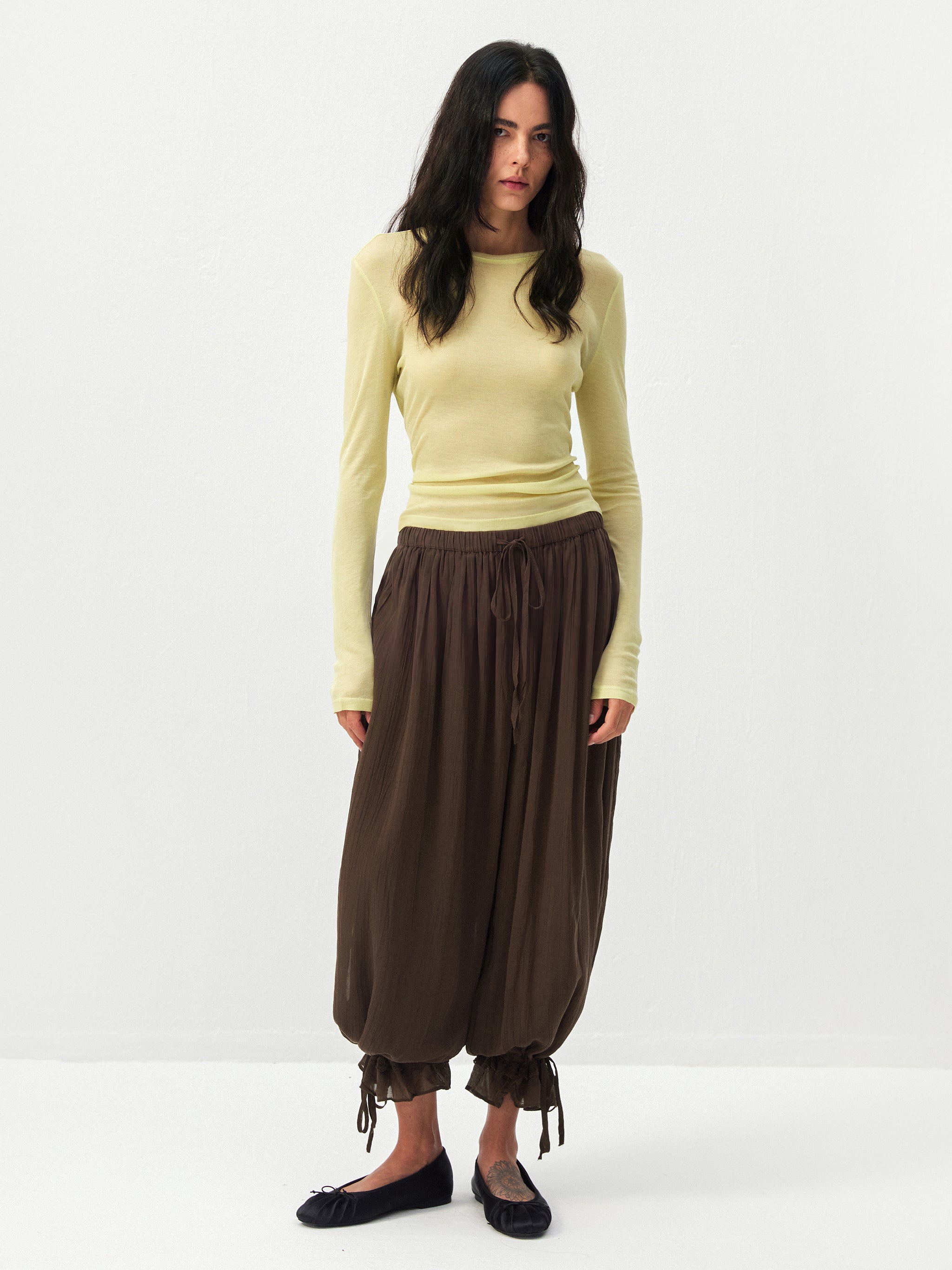 CUBIC Lyocell Sheer Long-Sleeve Top-6