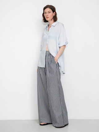Semi-Sheer Oversized Striped Pattern Shirt