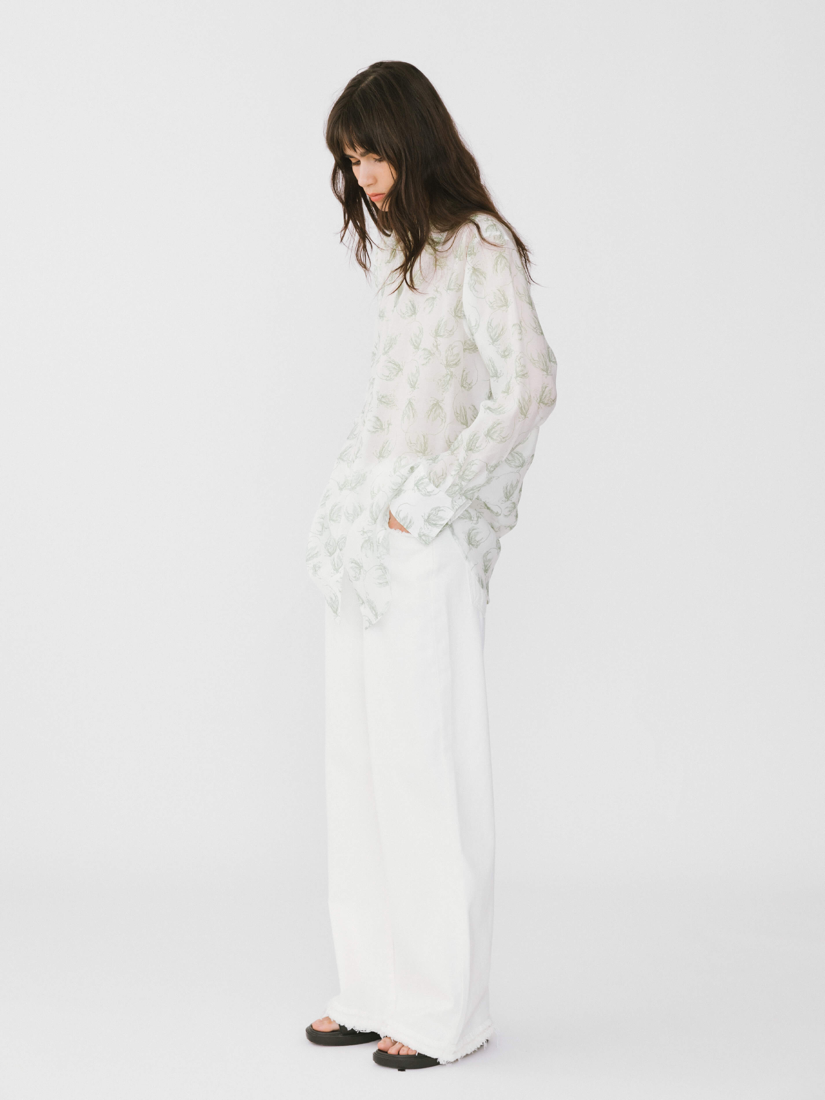 Loose Printed Sheer Shirt-8