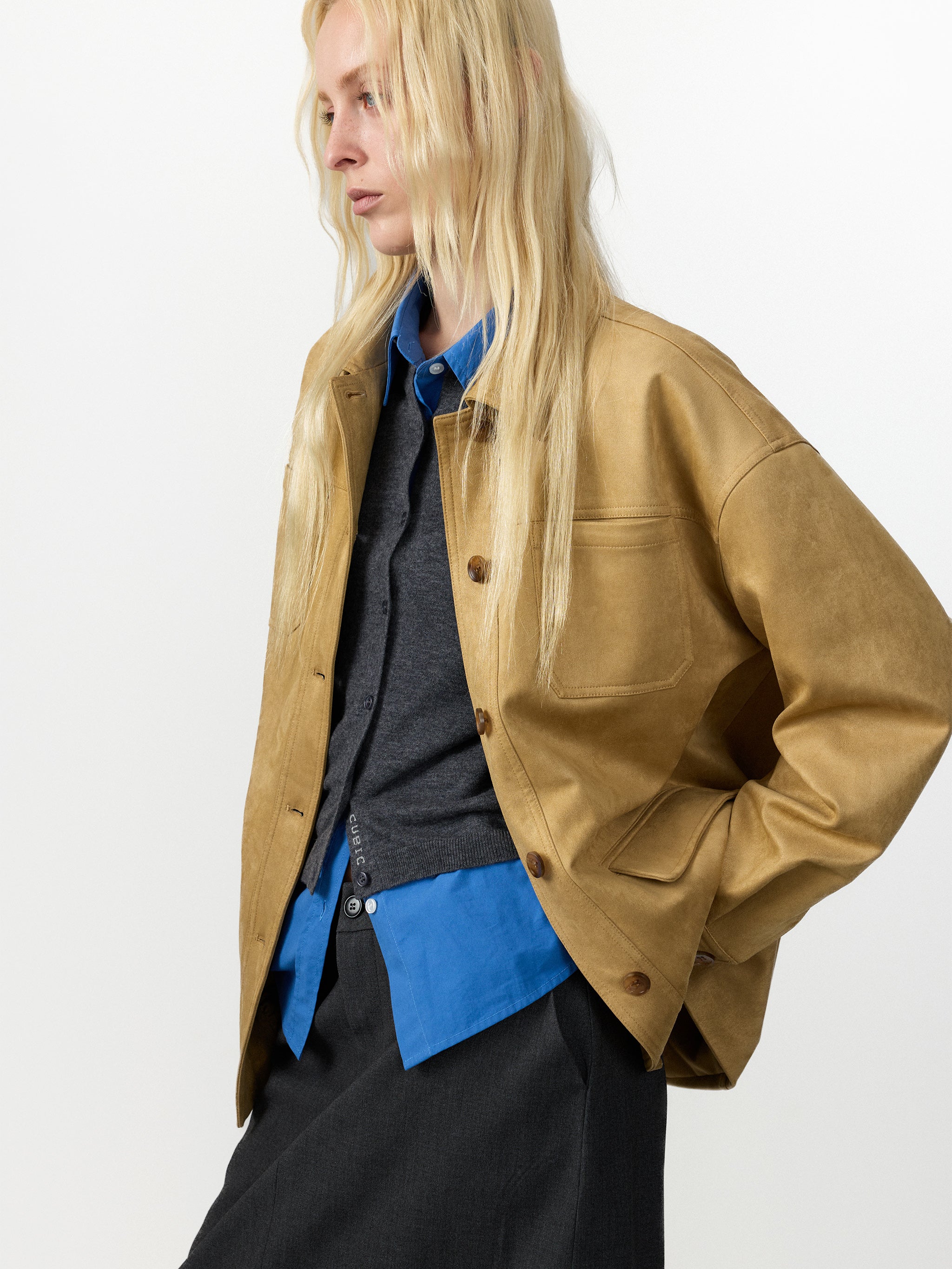 CUBIC Vintage Suede‑Effect Utility Jacket-5