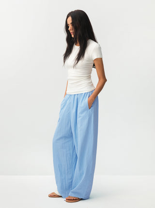 Loose-Fit Elastic Waist Tapered Trousers