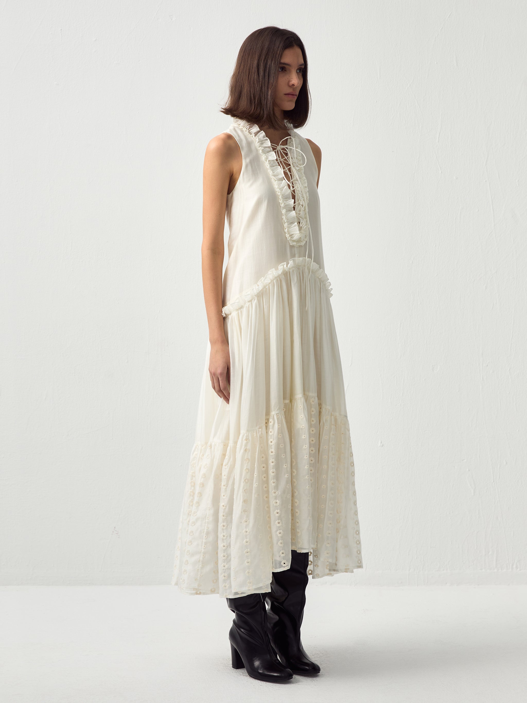 CUBIC Lace Drawstring Maxi Dress-4