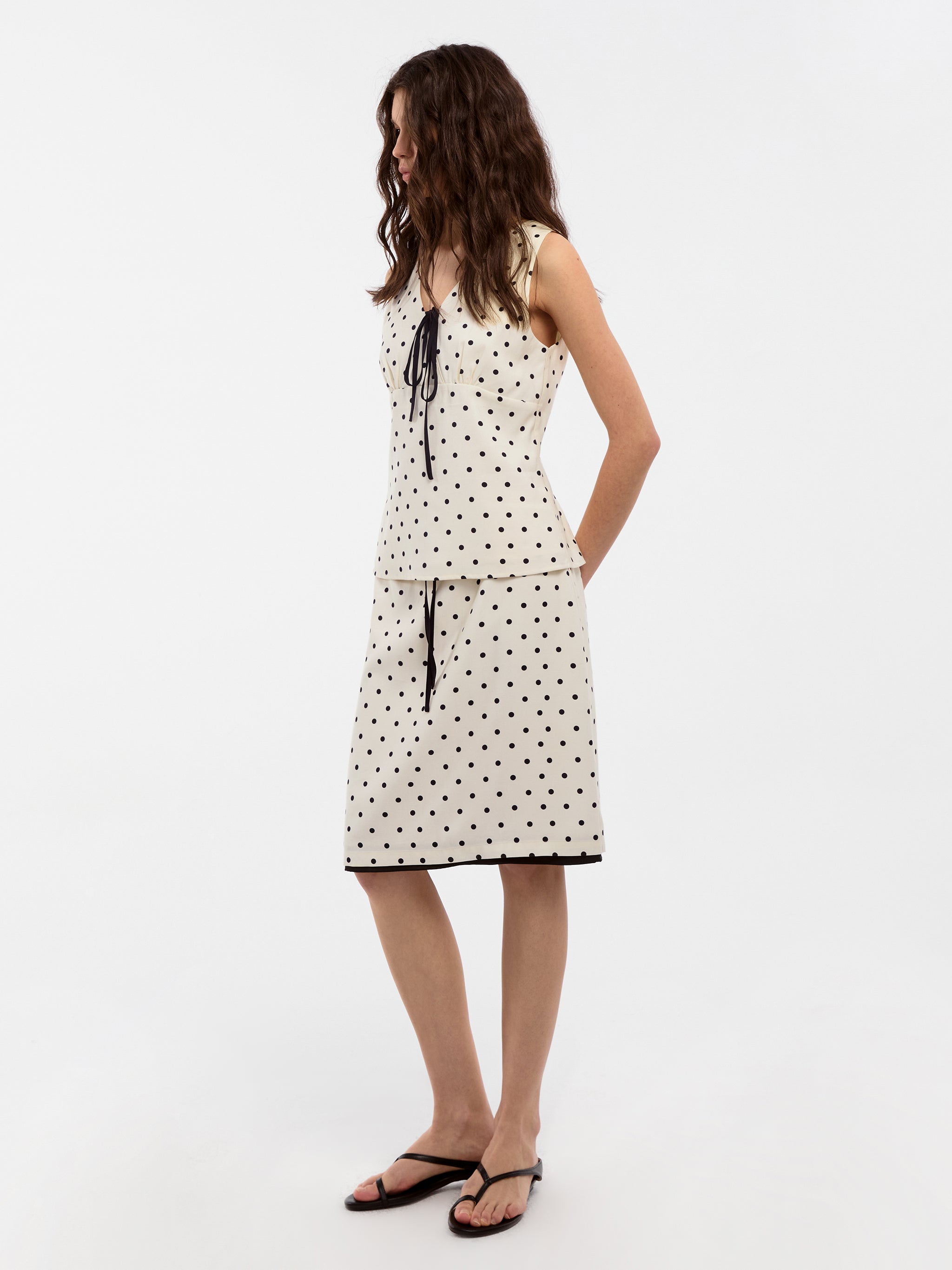 CUBIC Polka Dot V-Neck Top-5