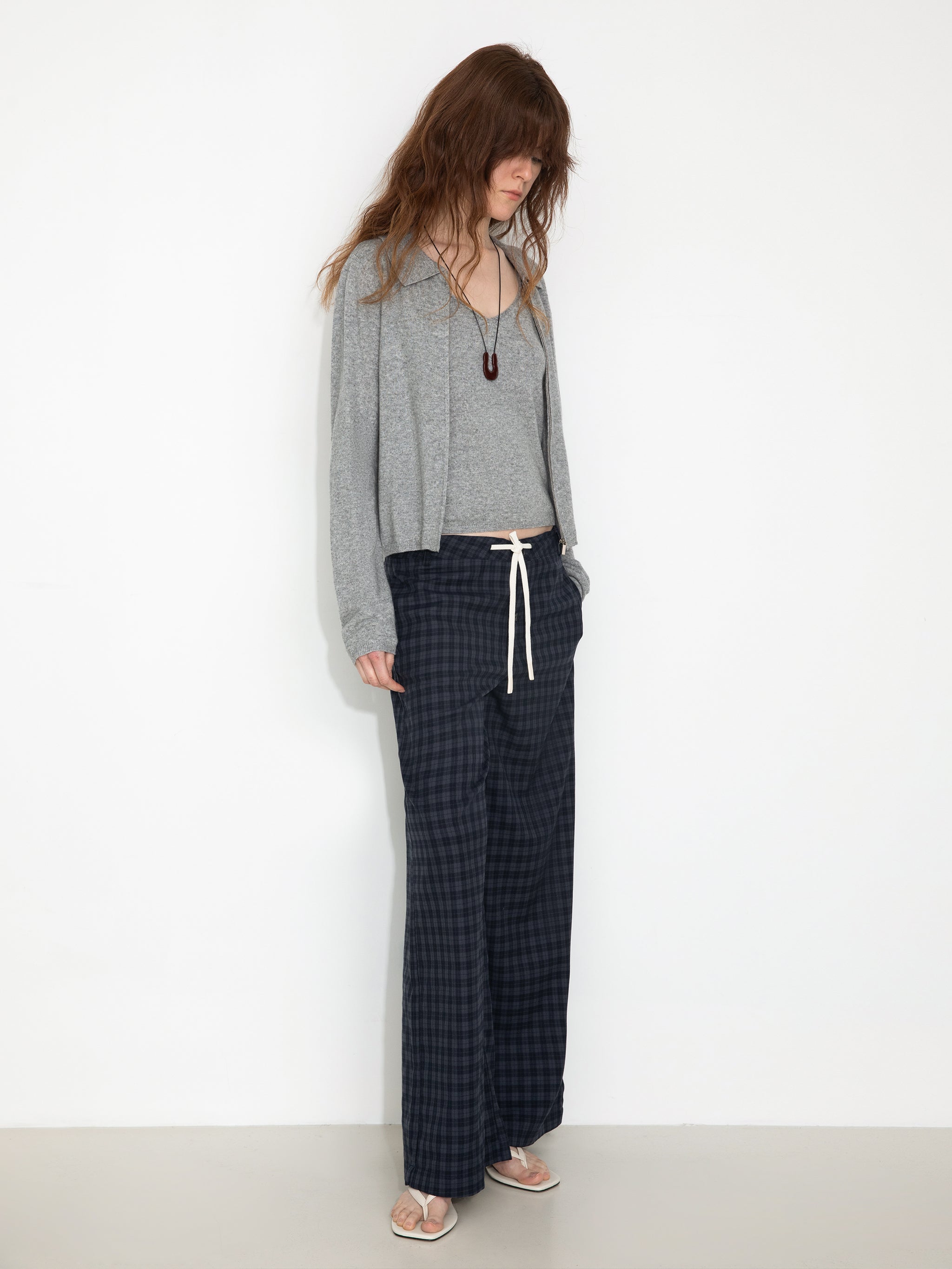 Zip-Up Collared Cropped Knit Cardigan & Vest Set-5