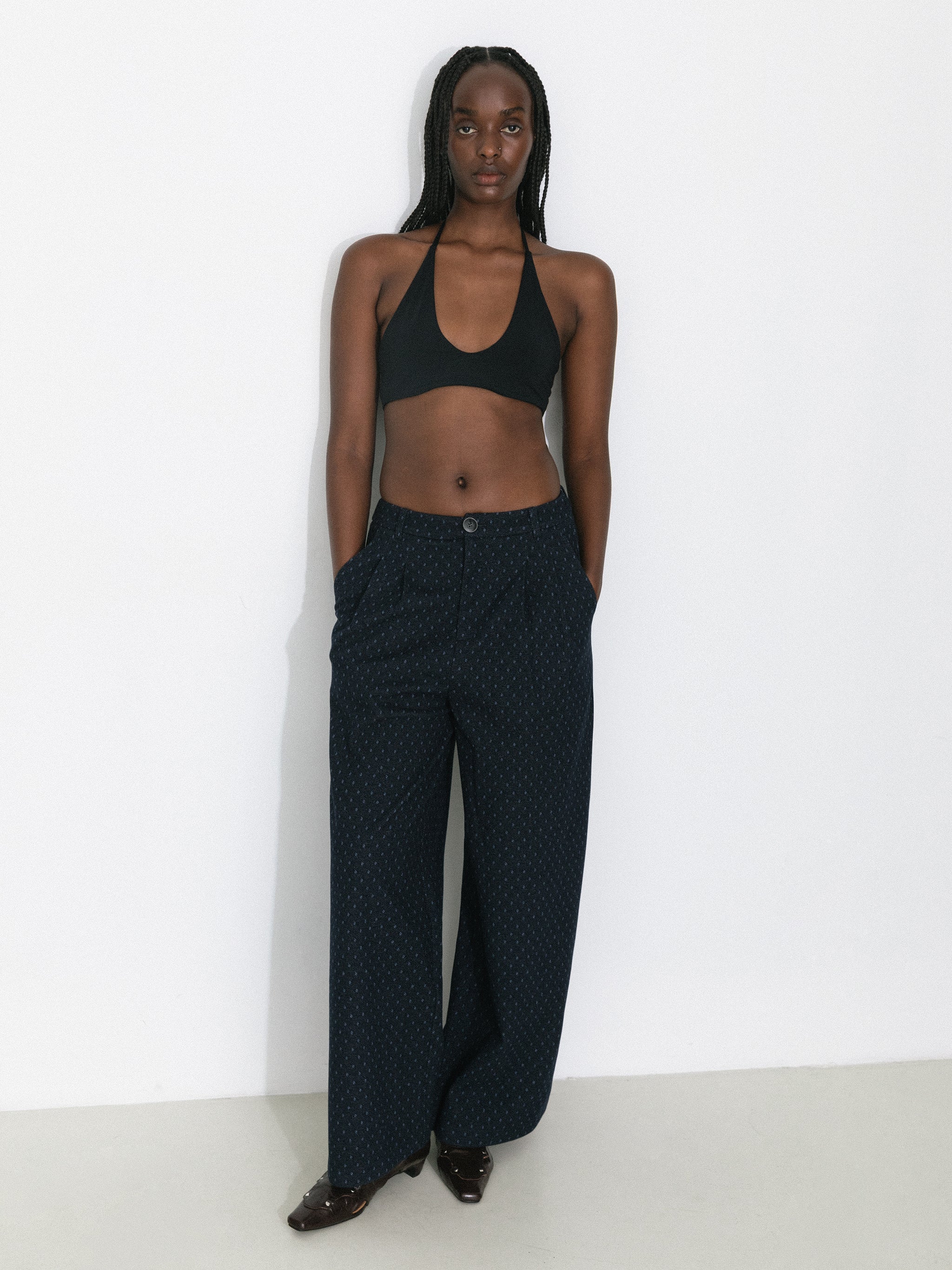 Vintage Polka Dot Wide-Leg Casual Pants-5