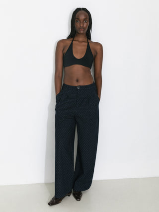 Vintage Polka Dot Wide-Leg Casual Pants
