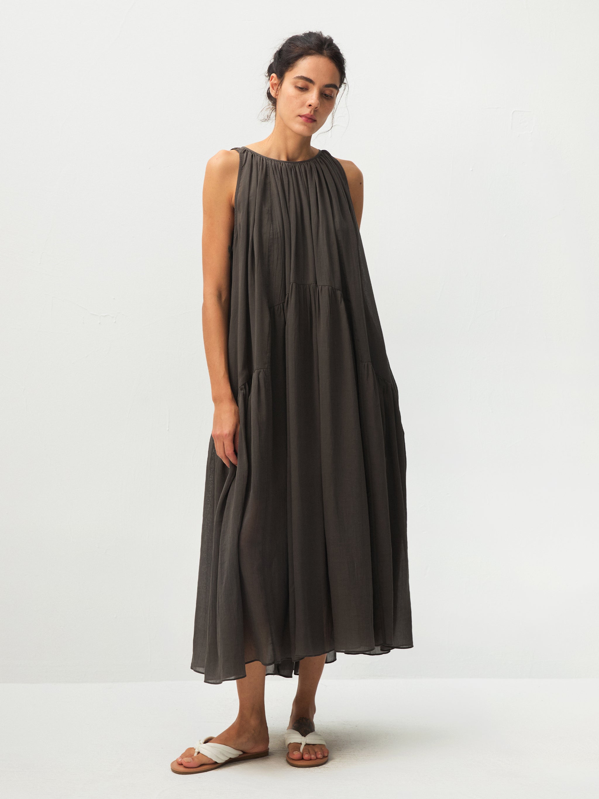 CUBIC Tiered Halter Neck Lyocell Midi Dress-5