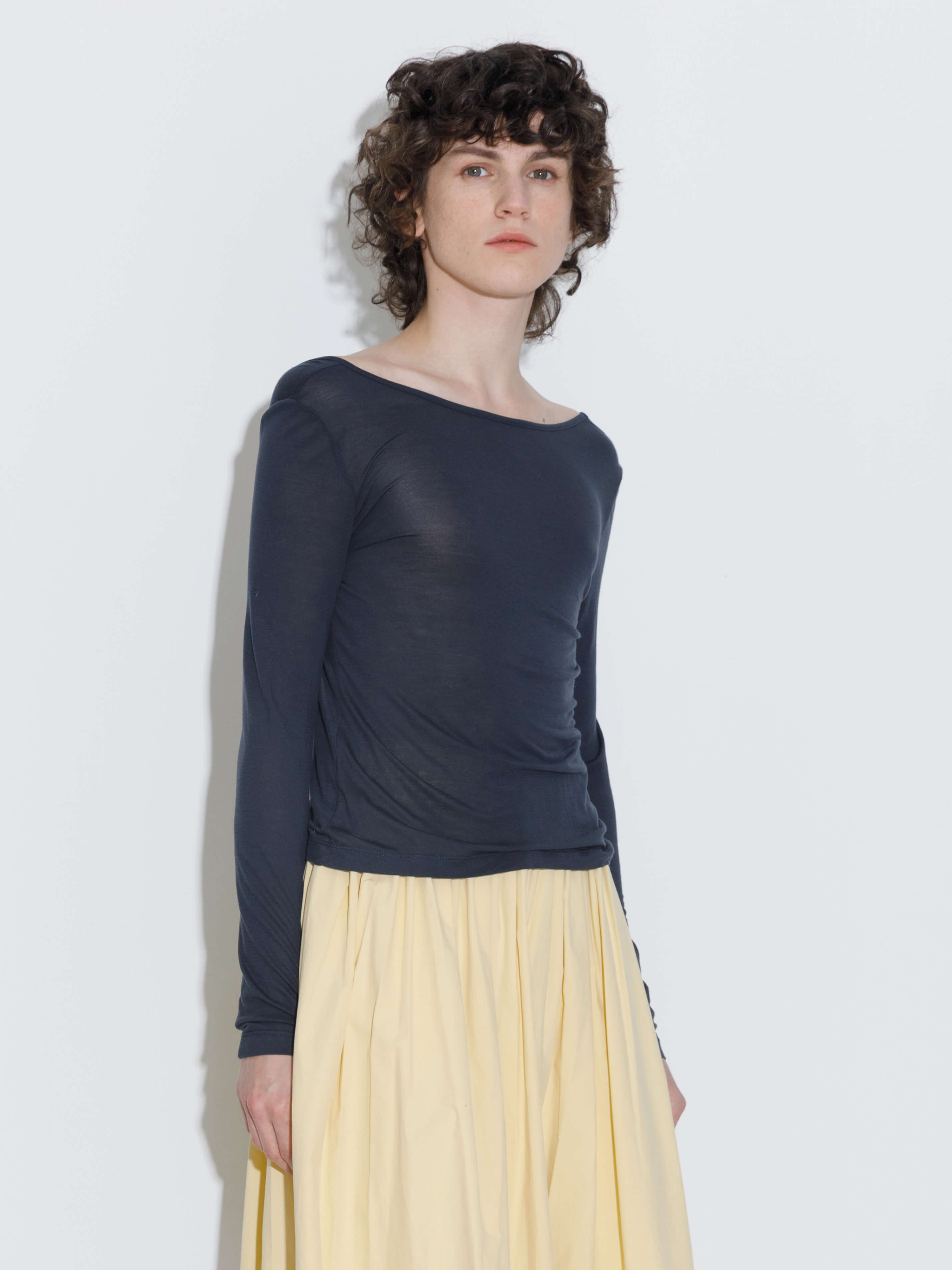 Backless Deep U-Neck Sheer Knit Top-13