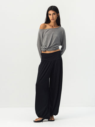 CUBIC One-Shoulder Draped Long Sleeve Top