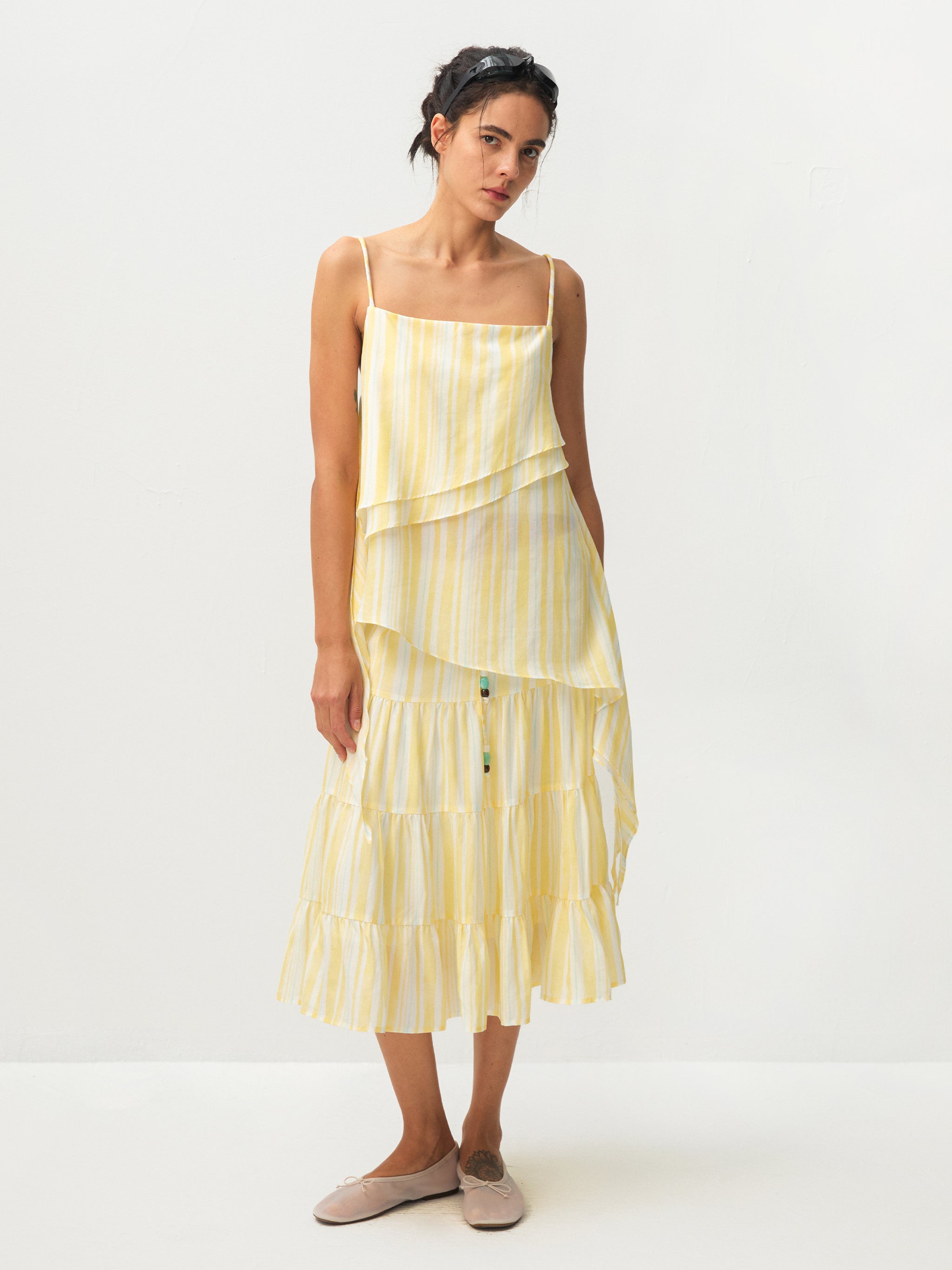 CUBIC Lyocell Asymmetrical Striped Camisole-5