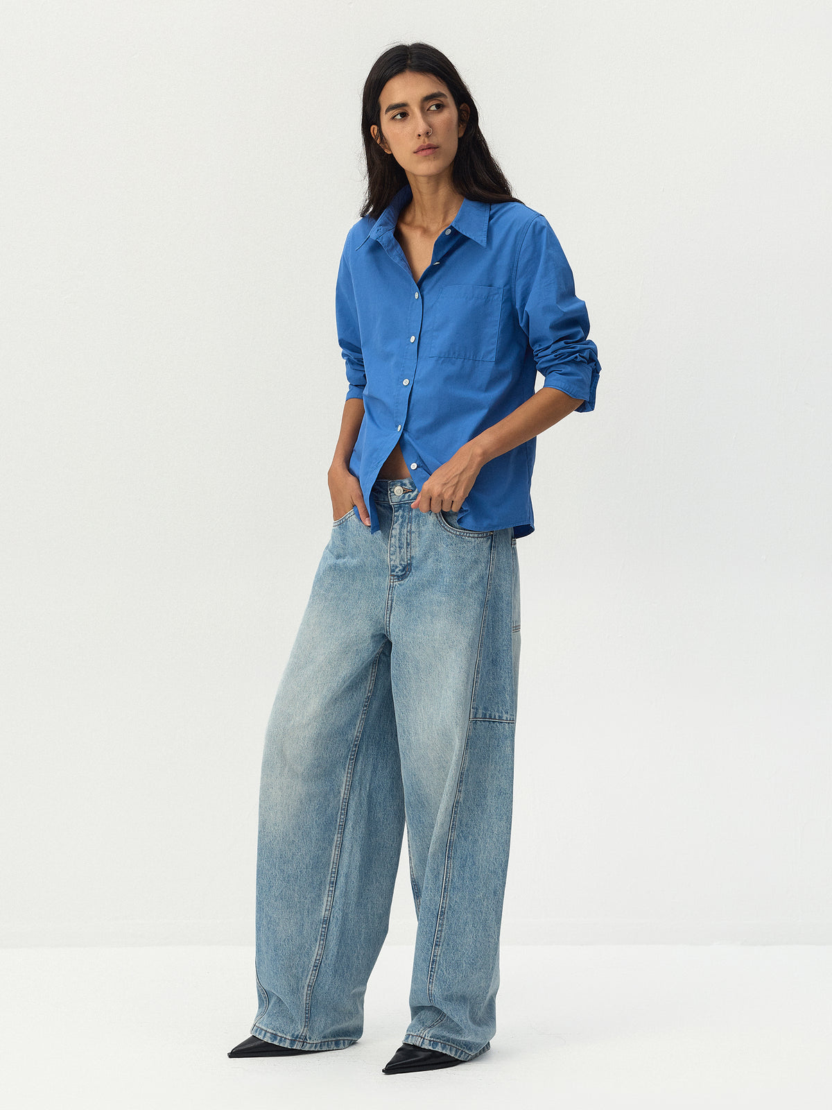 CUBIC Panelled Barrel-Leg Jeans-4