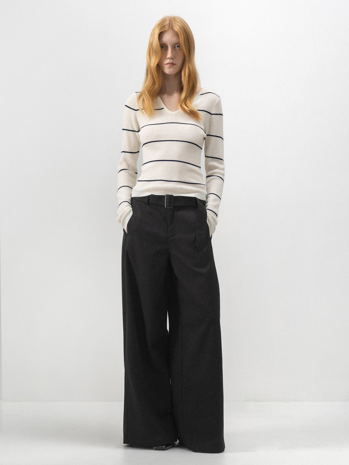 CUBIC Striped Scoop-Neck Fitted Top-5