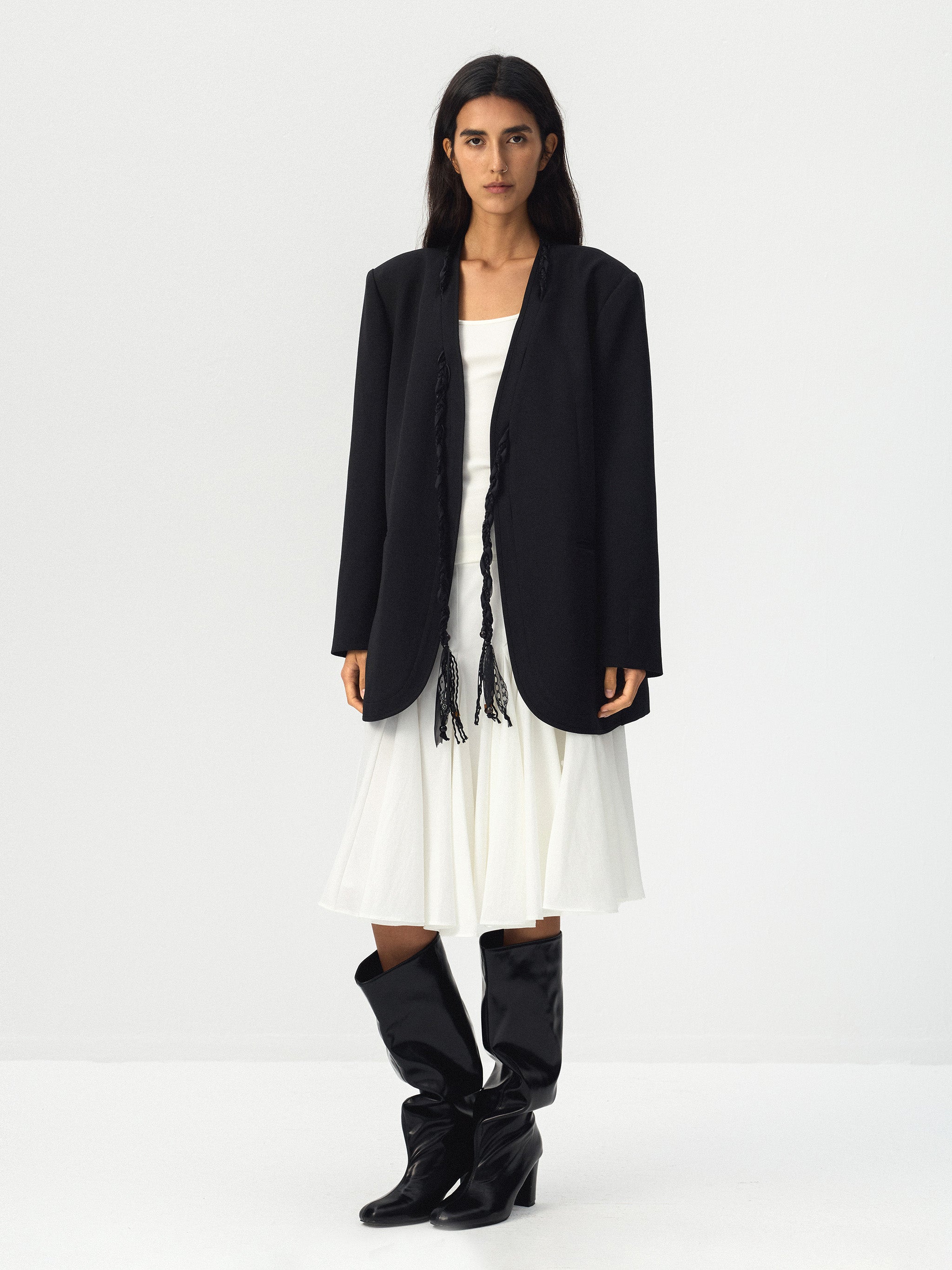 CUBIC Braided Tassel Oversized Blazer-5