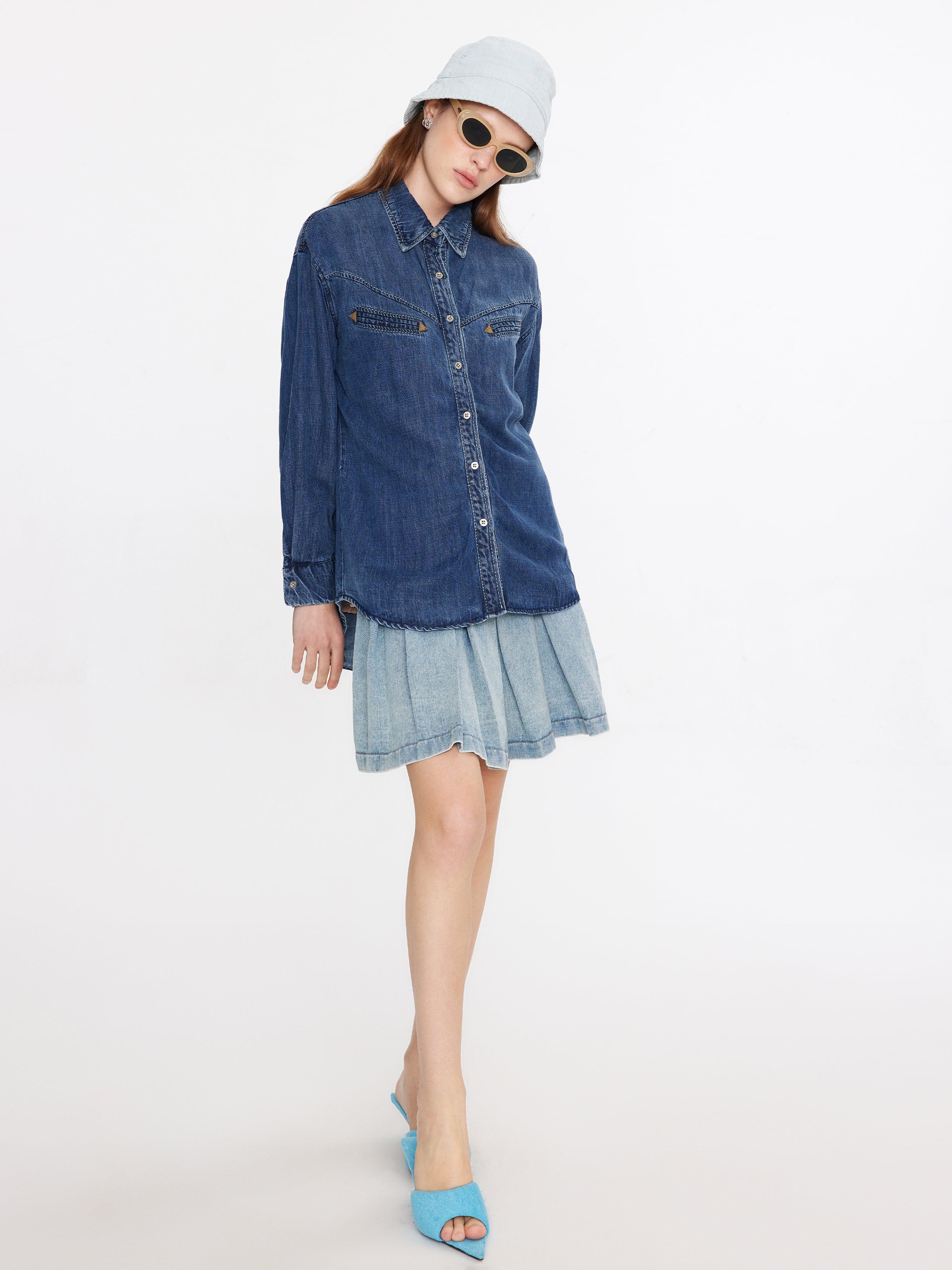 Blue Denim Western Shirt