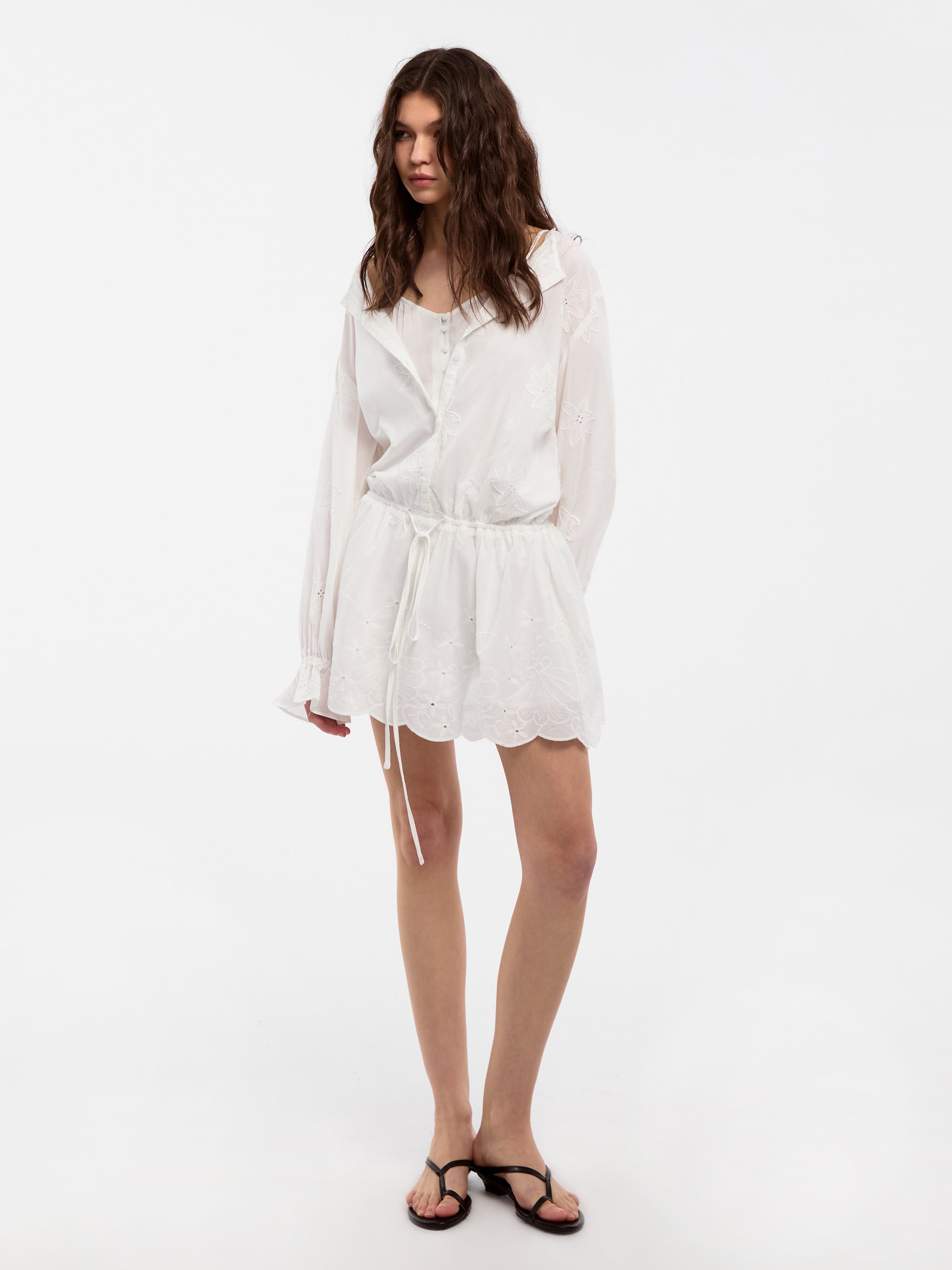 CUBIC Pure Cotton Shirt Dress with Lace-5
