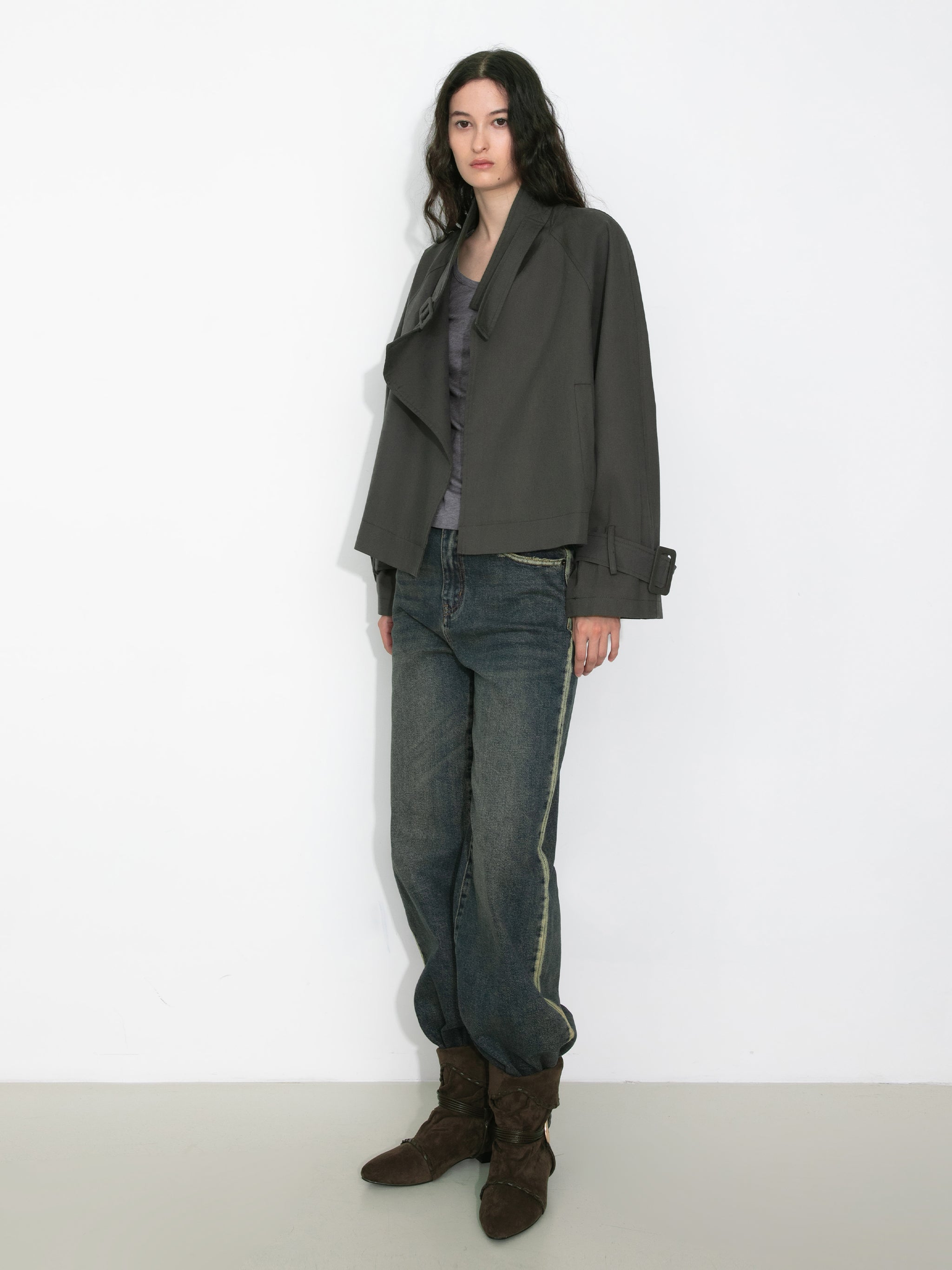 Overlay Cropped Trench Coat-5