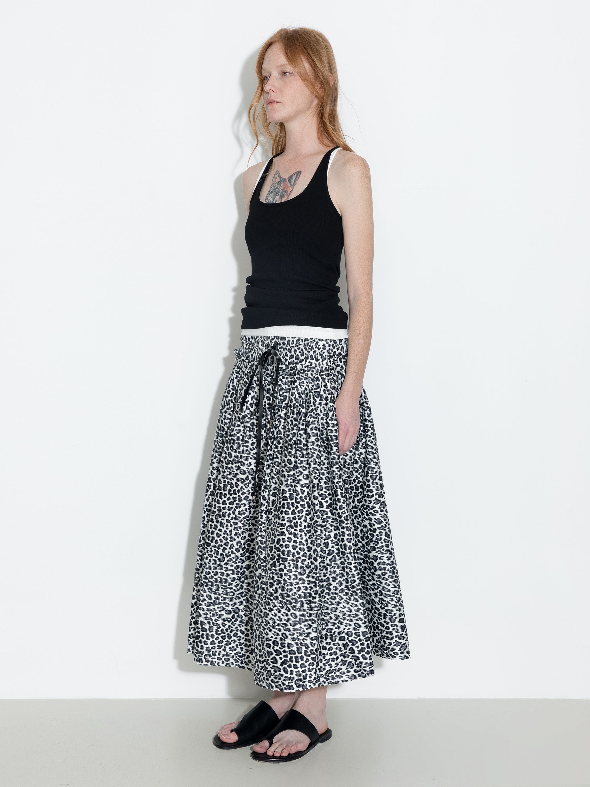 100% Cotton Leopard Print A-Line Skirt-5