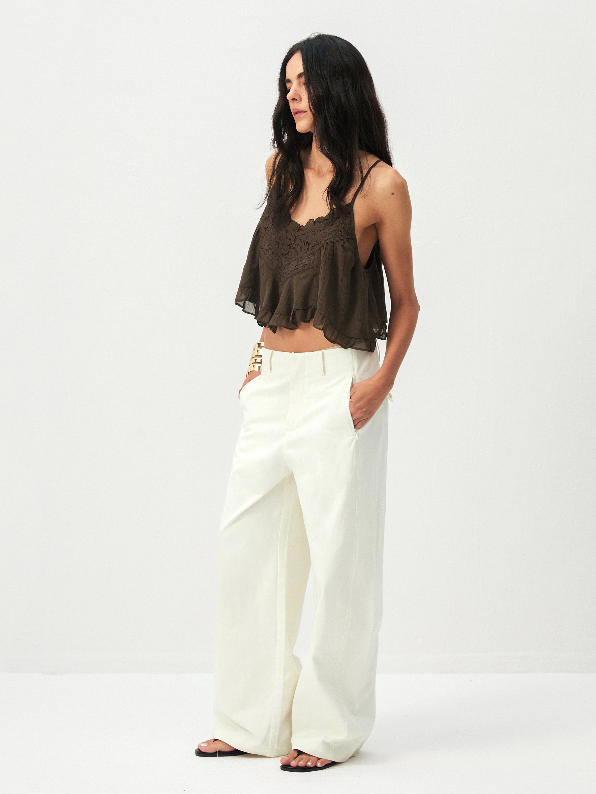 CUBIC Lyocell Lace Ruffled Camisole-5