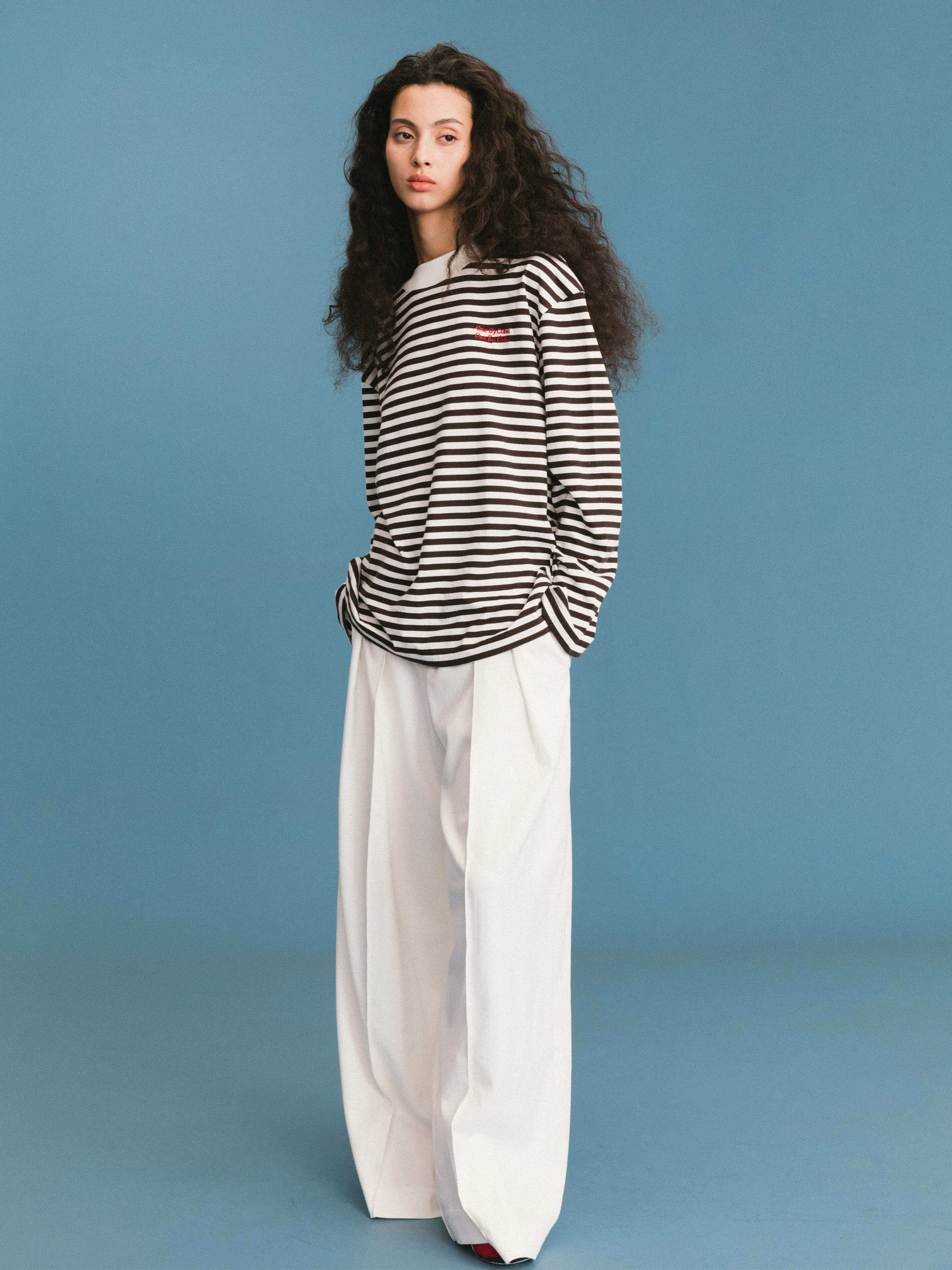 ONE BY CUBIC Stripped Mock Neck 100% Cotton Knitted Jumper-6
