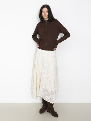 Asymmetrical Lace-Embroidered Skirt