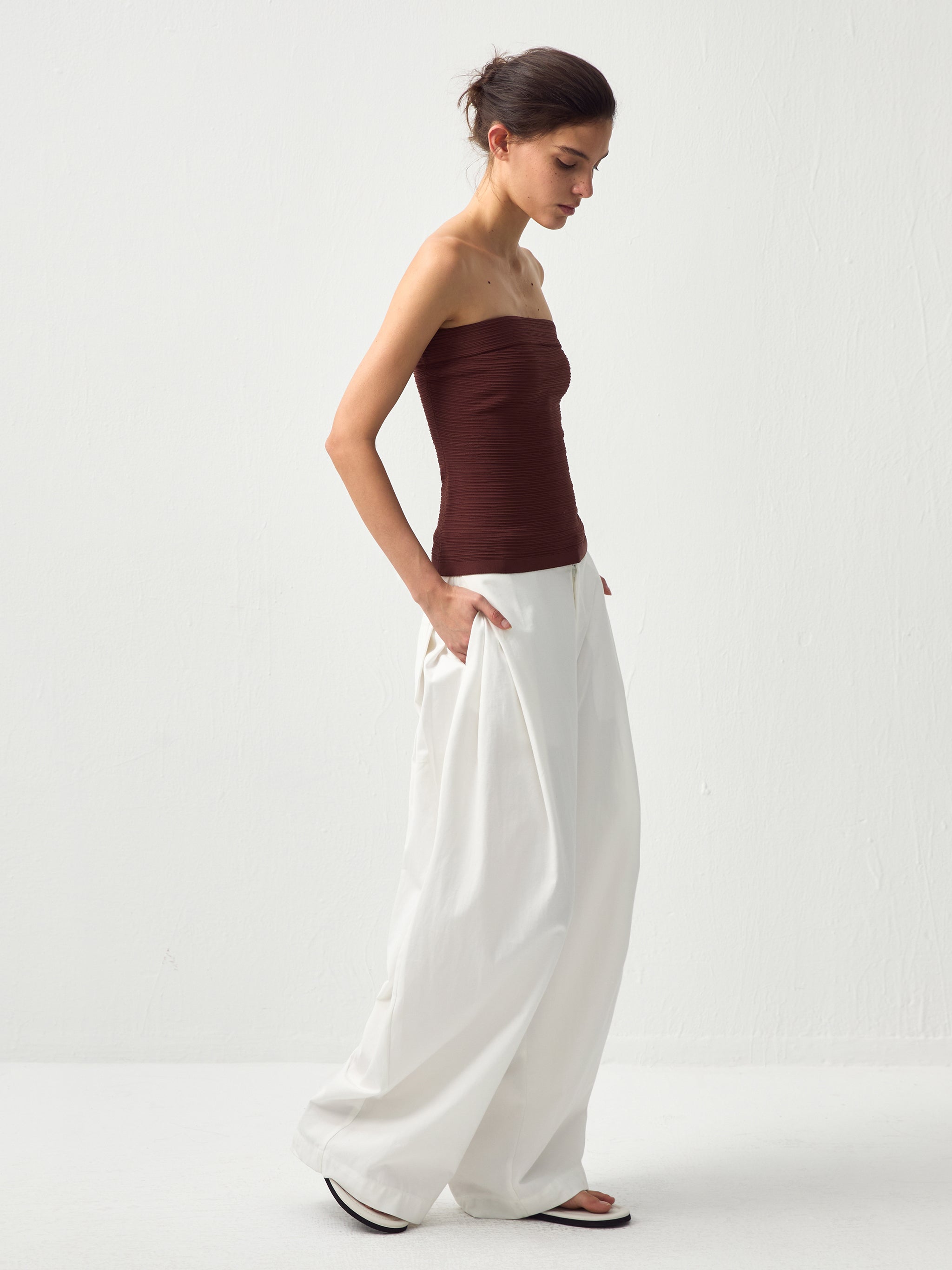 Sculpted Textured Fitted Knit Top-5