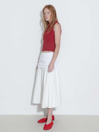 White Adjustable Semi-Bodycon A-Line Midi Skirt