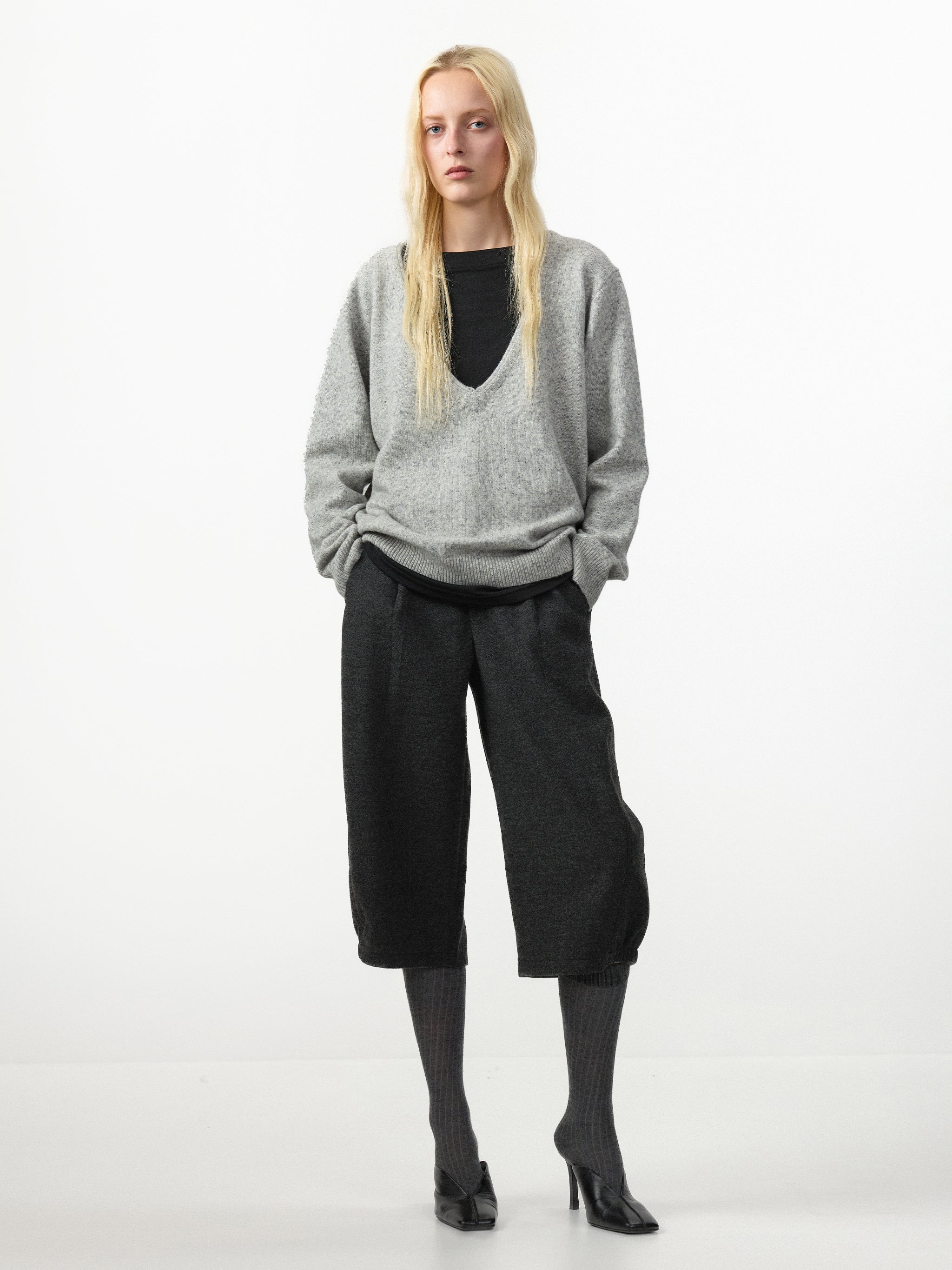 CUBIC Pleated Cropped Culotte Pants -Wool Version-5