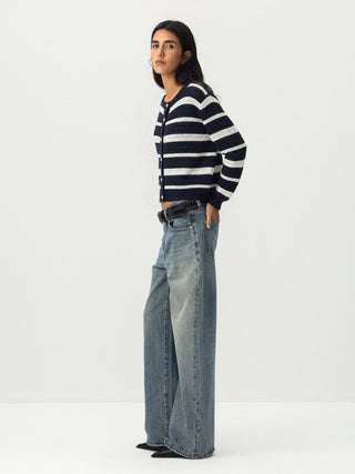 CUBIC Striped Button Knit Cardigan