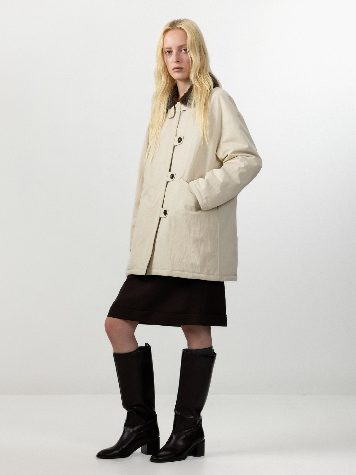 CUBIC Faux‑Fur Collar Oversized Down Coat-5