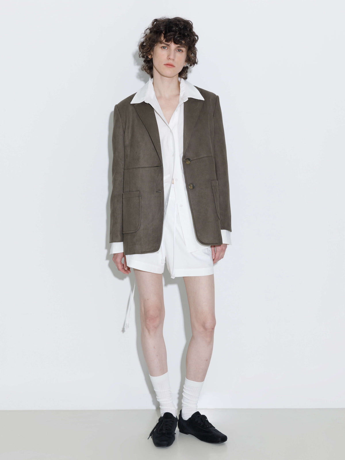 ONE BY CUBIC Silky Tailored Suede Jacket-5