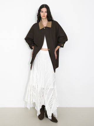 Chiffon Knit Asymmetric Maxi Dress