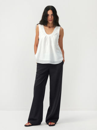 CUBIC Lace Trim Scoop Neck Sleeveless Top
