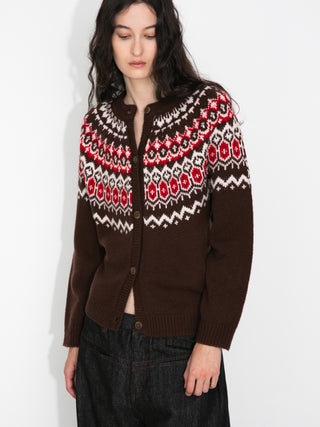 100% Wool Fair Isle Wool Knit Cardigan
