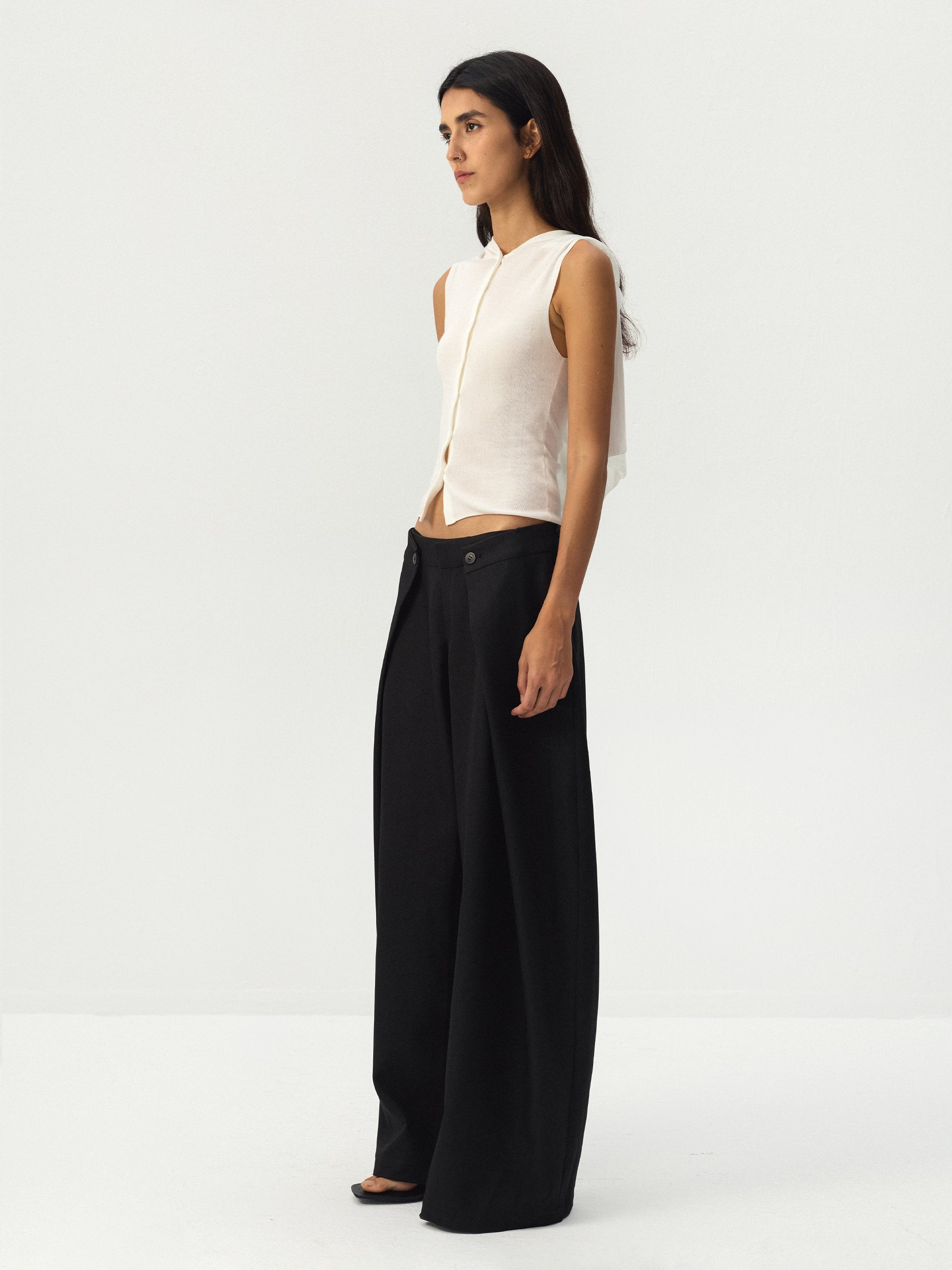 CUBIC Draped Wide Leg Trousers-5
