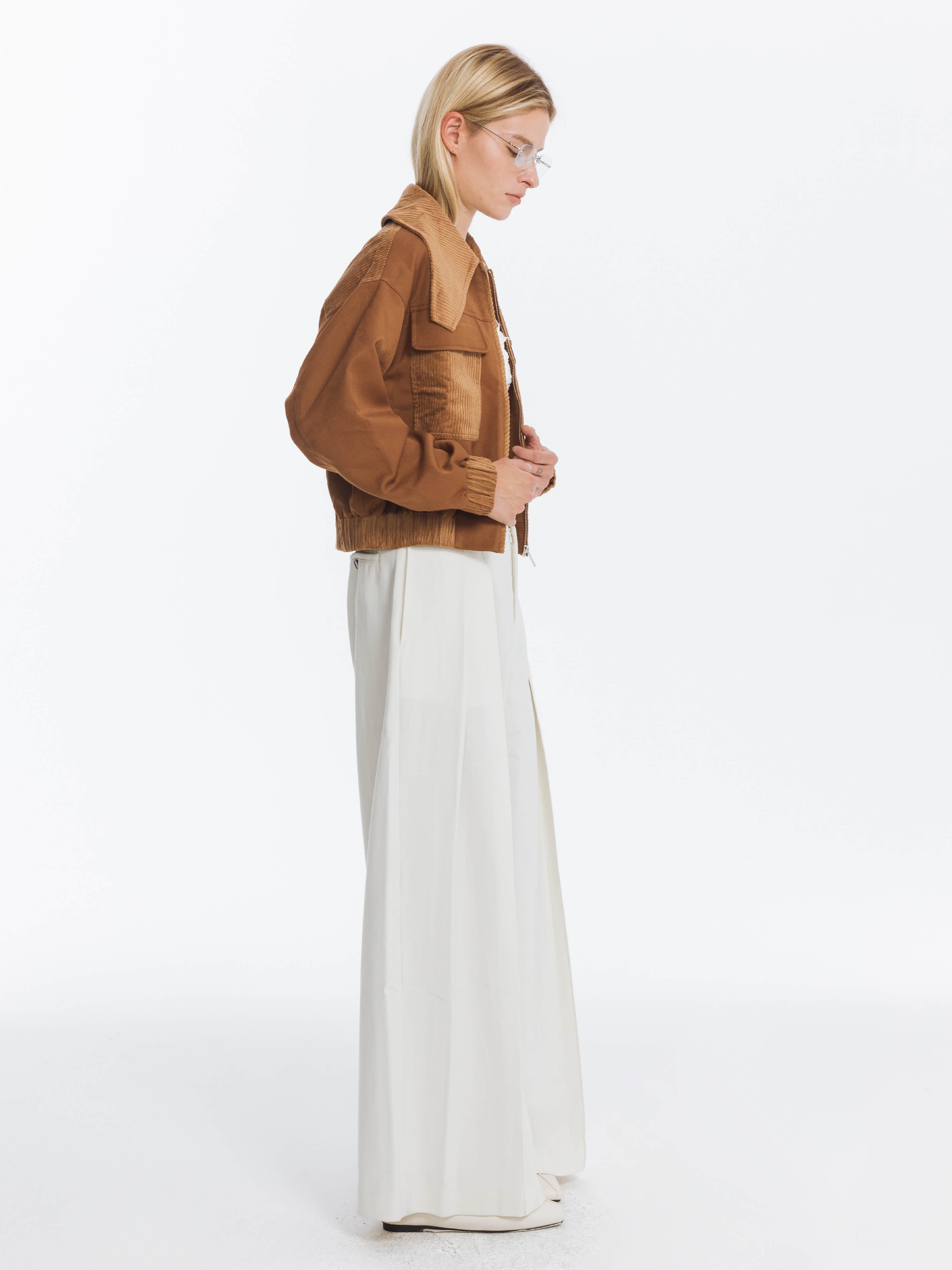 Wide Lapel Casual Jacket with Wool Blend-5
