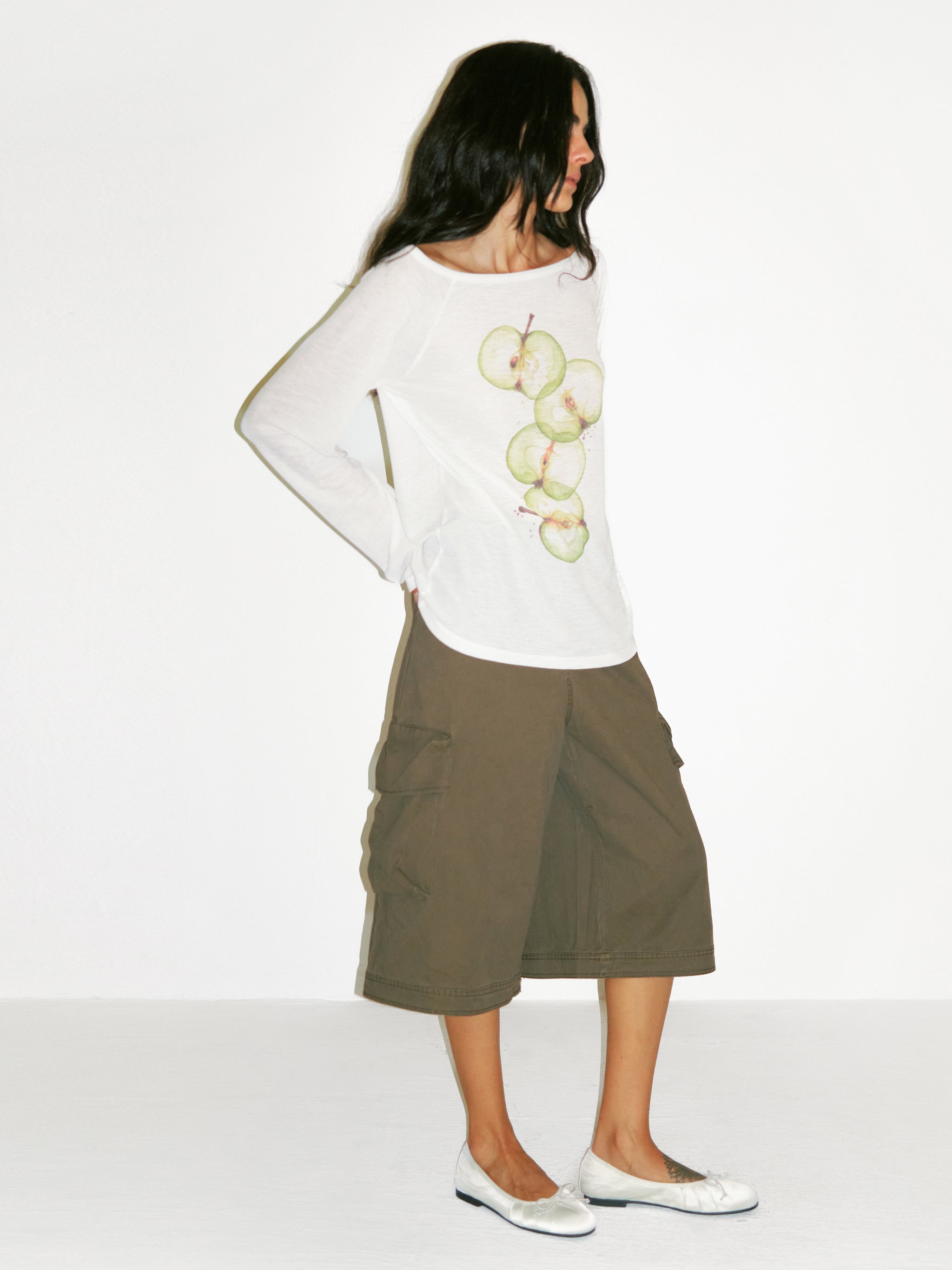 CUBIC Boat Neck Apple Print  Long-Sleeve Top-5