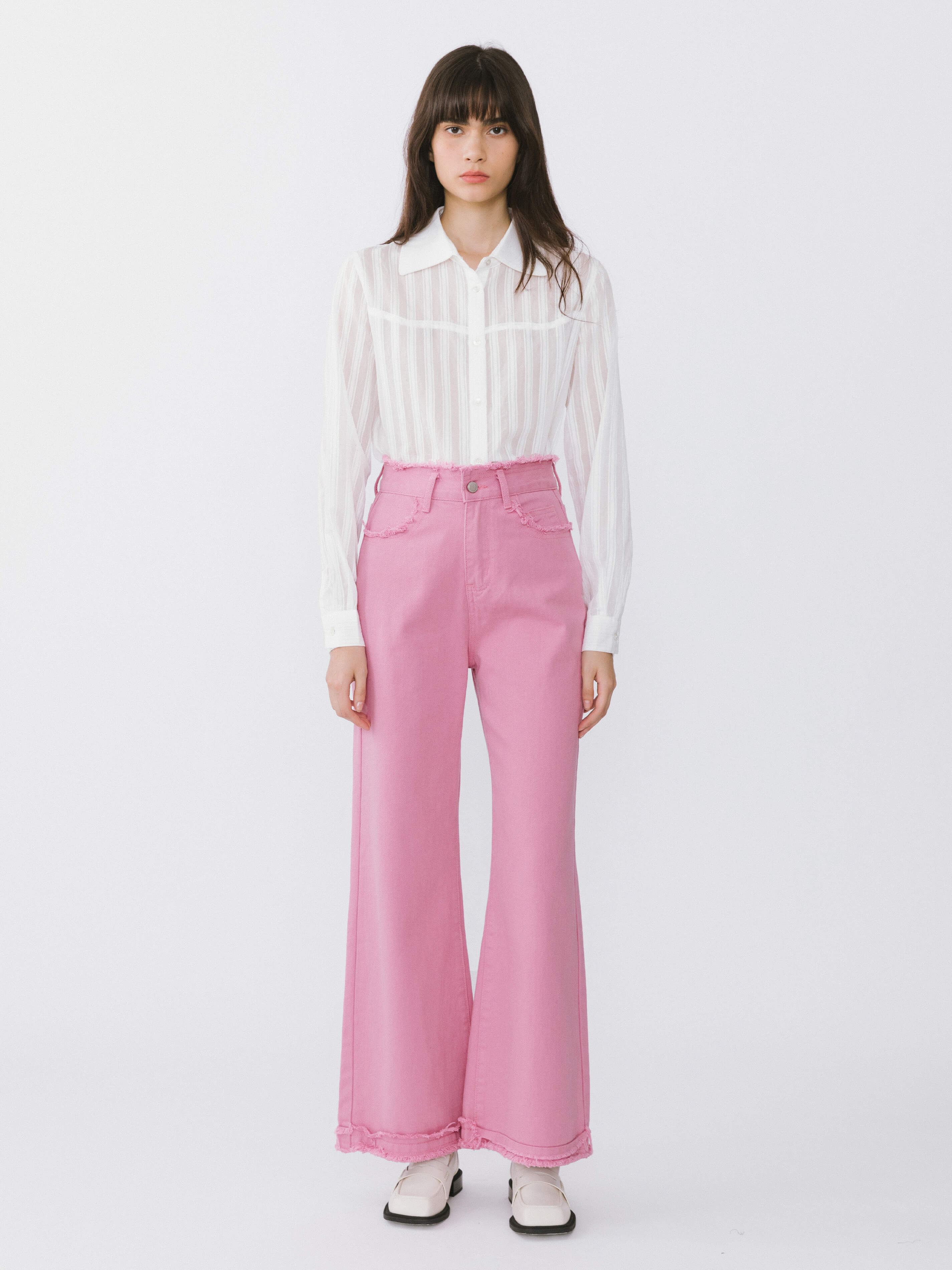 Raw Edge Wide Leg Jeans-5