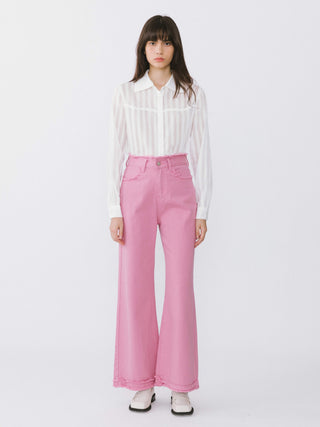 Raw Edge Wide Leg Jeans