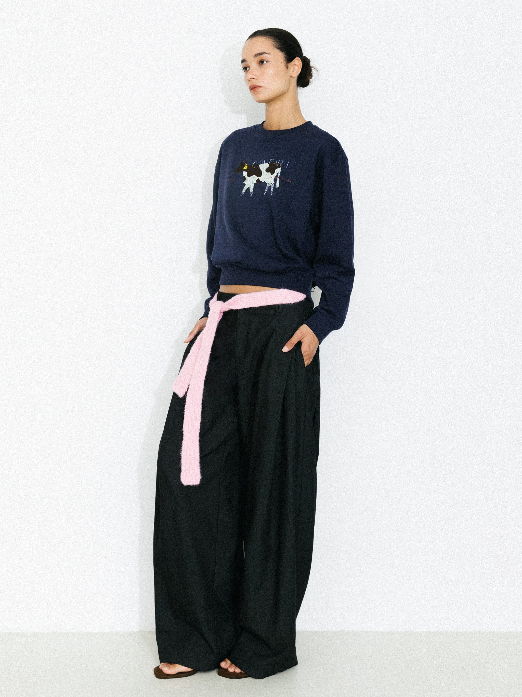 Cow Print Oversized Sweatshirt-5