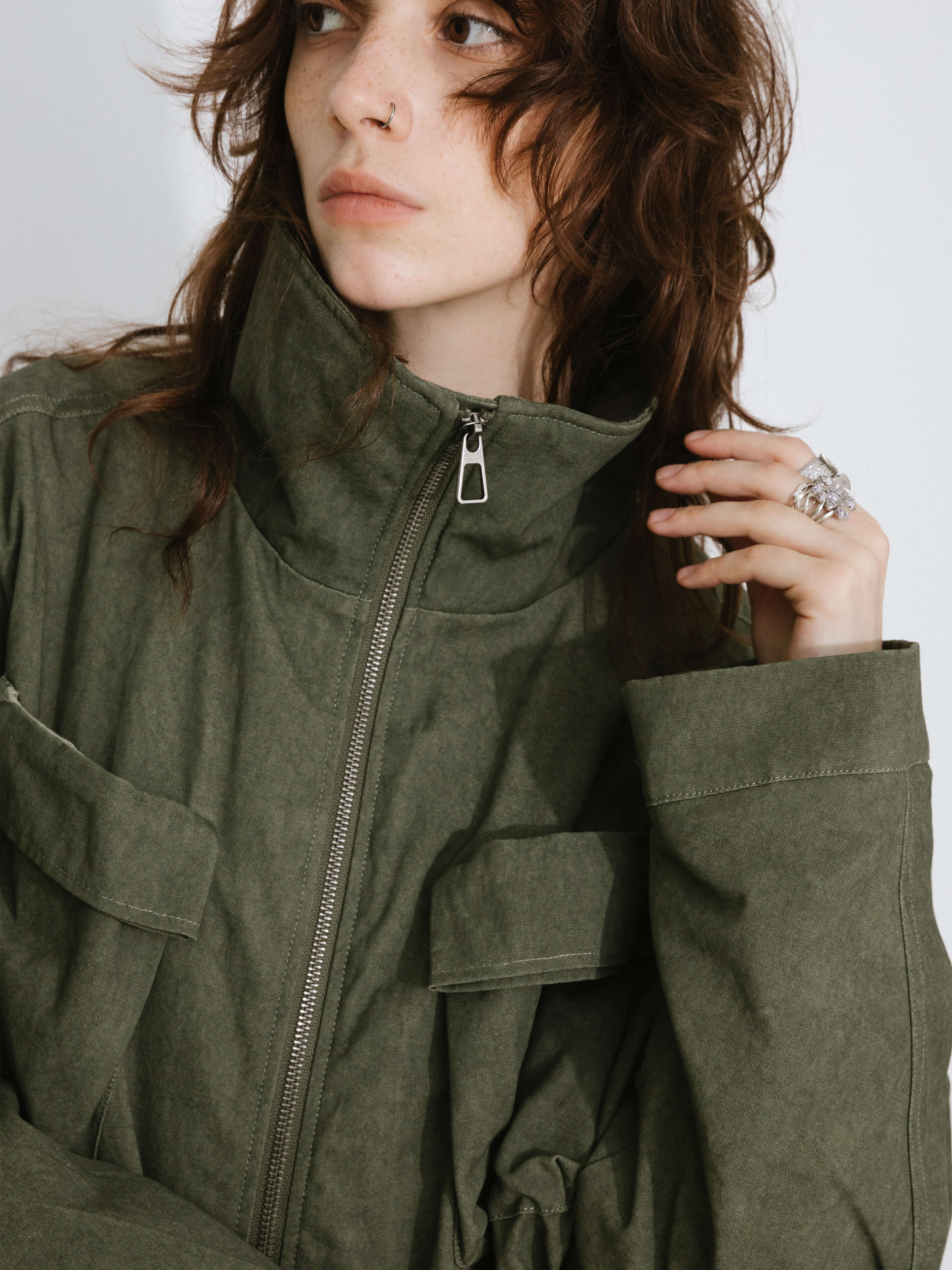 Short High Neck Puffer Jacket-5